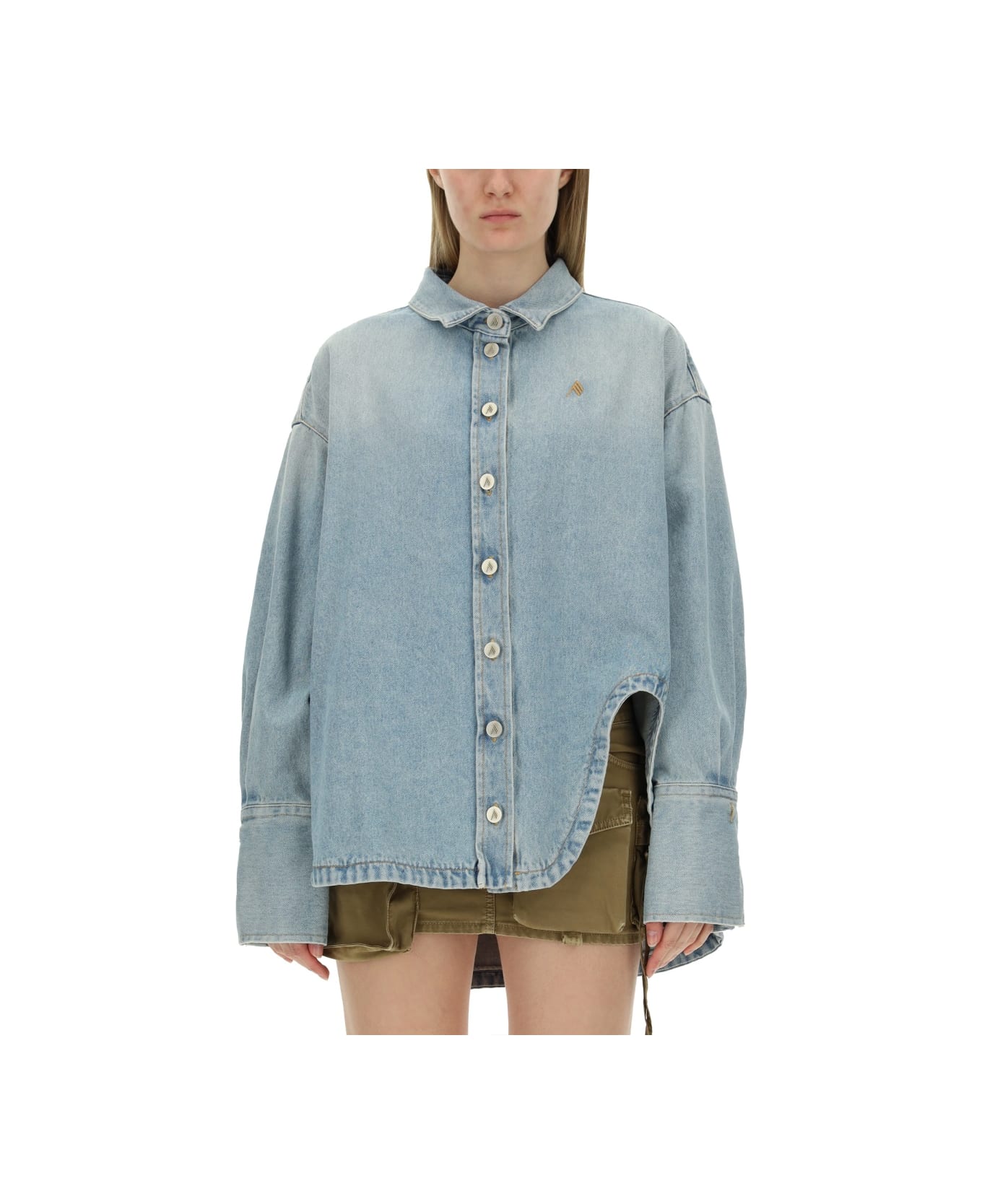 The Attico Denim Coat - Light Blue Denim