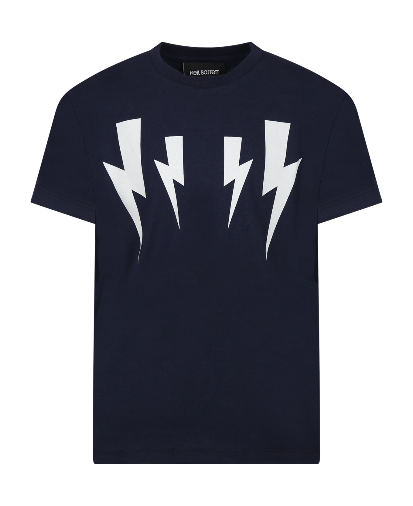 Neil Barrett Blue T-shirt For Boy With Iconic Lightning Bolts - Blue Tシャツ＆ポロシャツ