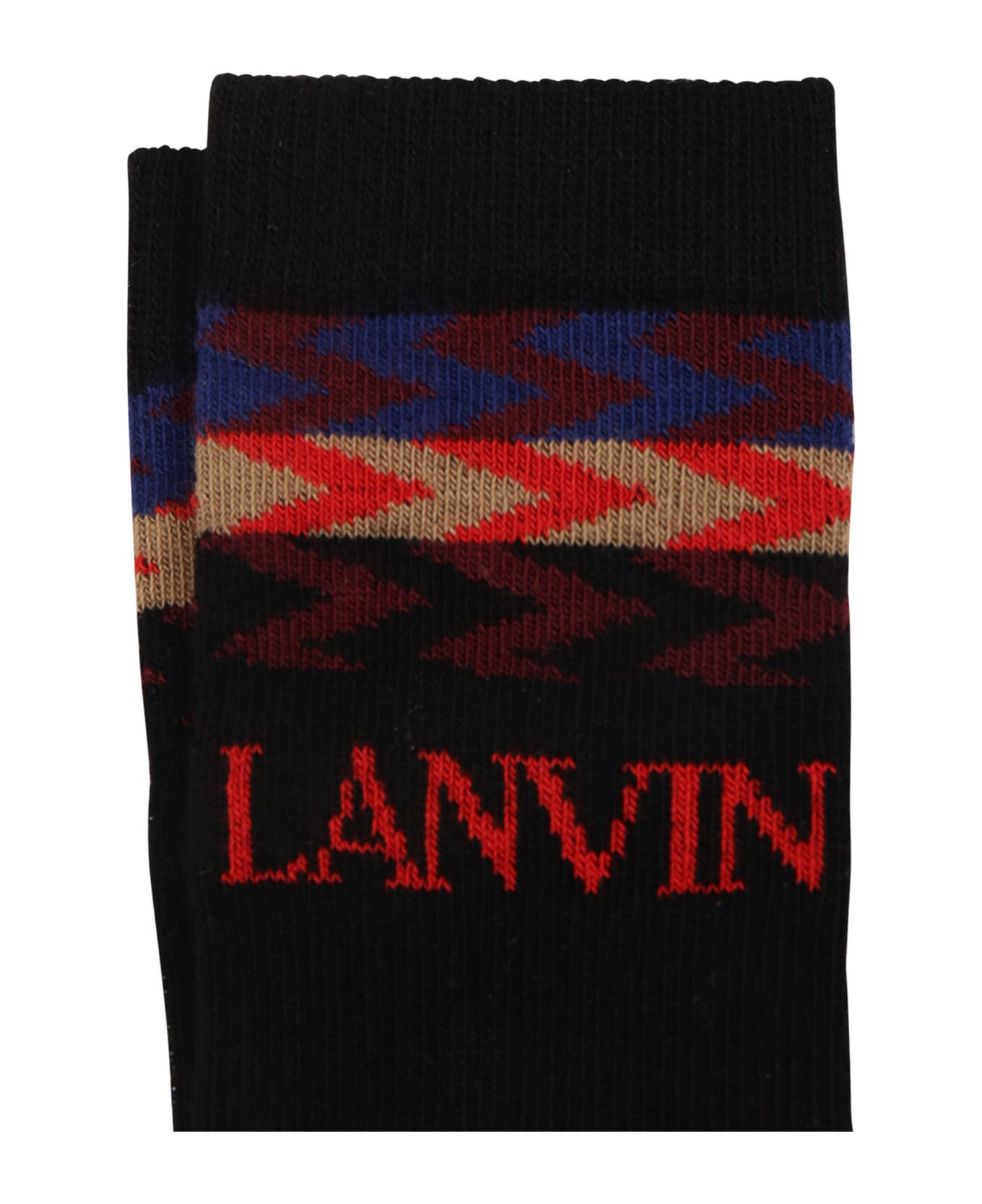Lanvin Black Socks For Boy With Logo - Black シューズ