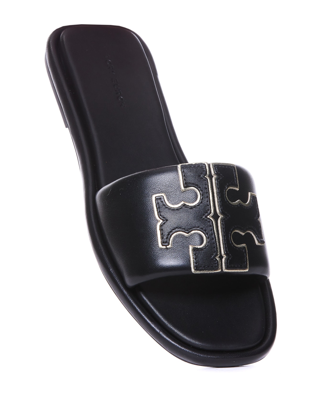 Tory Burch 'double T' Sporty Slider Sandals - black