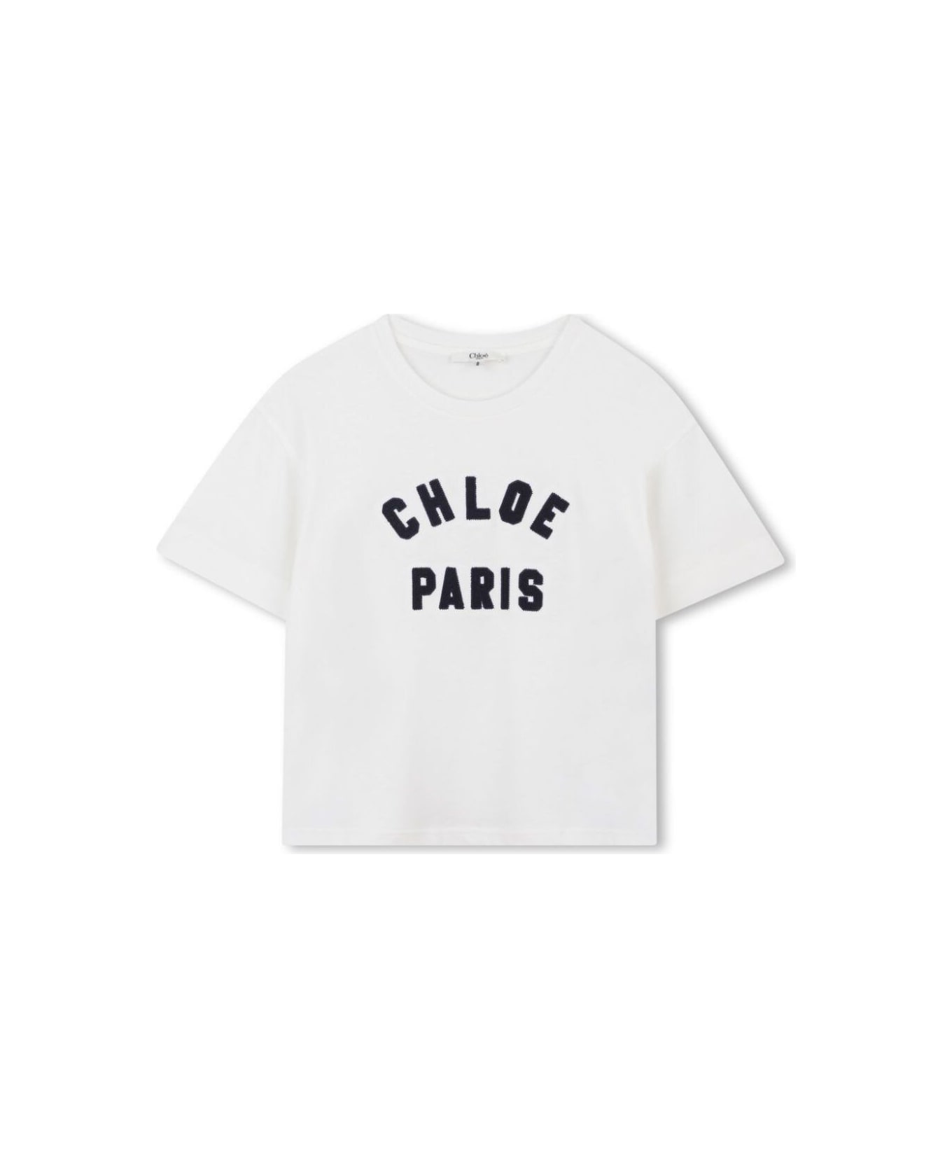 Chloé White T-shirt With Lettering Logo On The Front In Cotton Girl - White