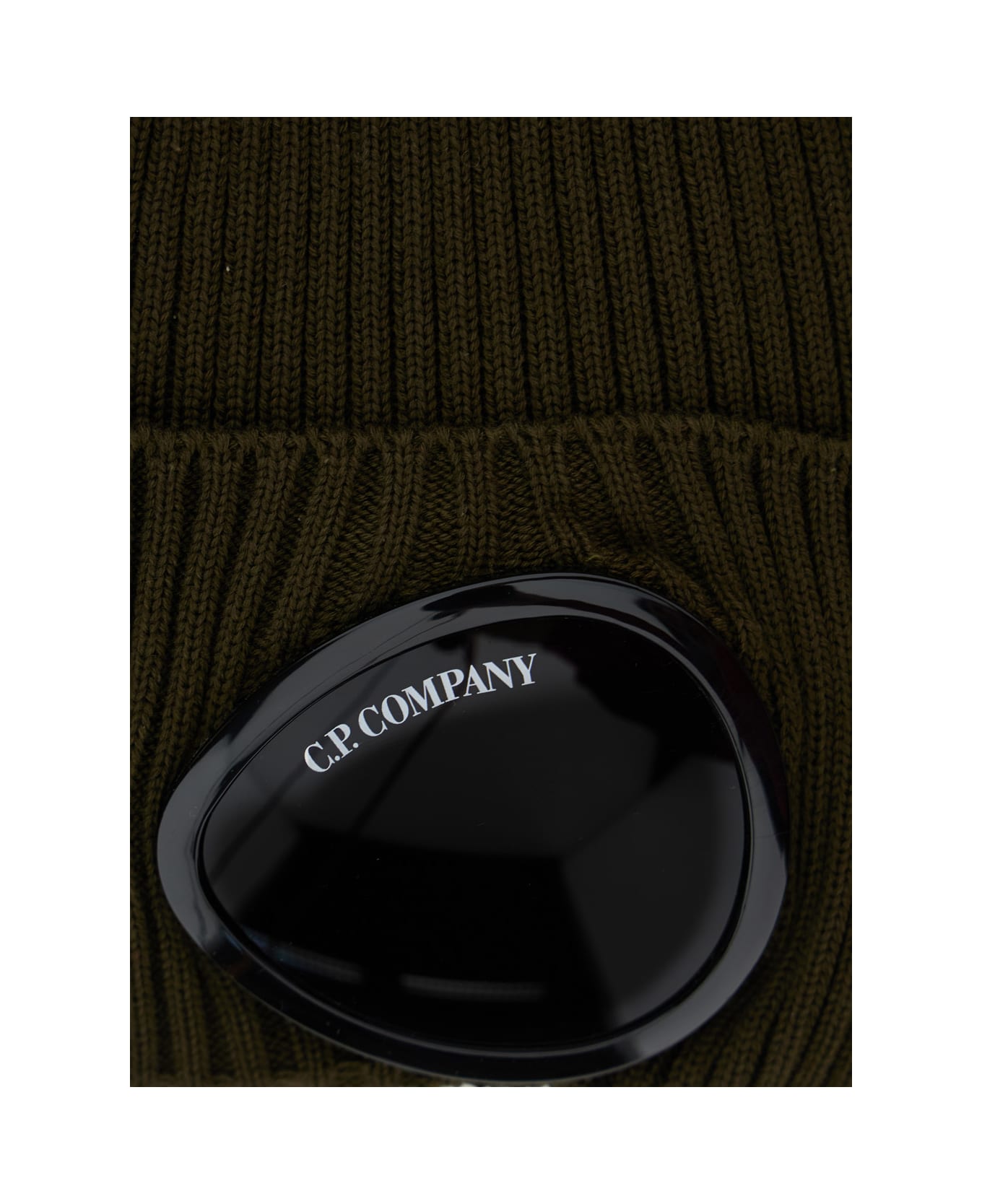 C.P. Company Green Goggle Beanie With Turn-up Brim In Cotton Man - Green