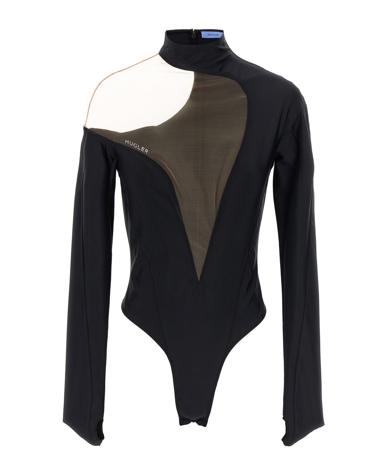 Mugler Transparent Tulle Bodysuit - Black  