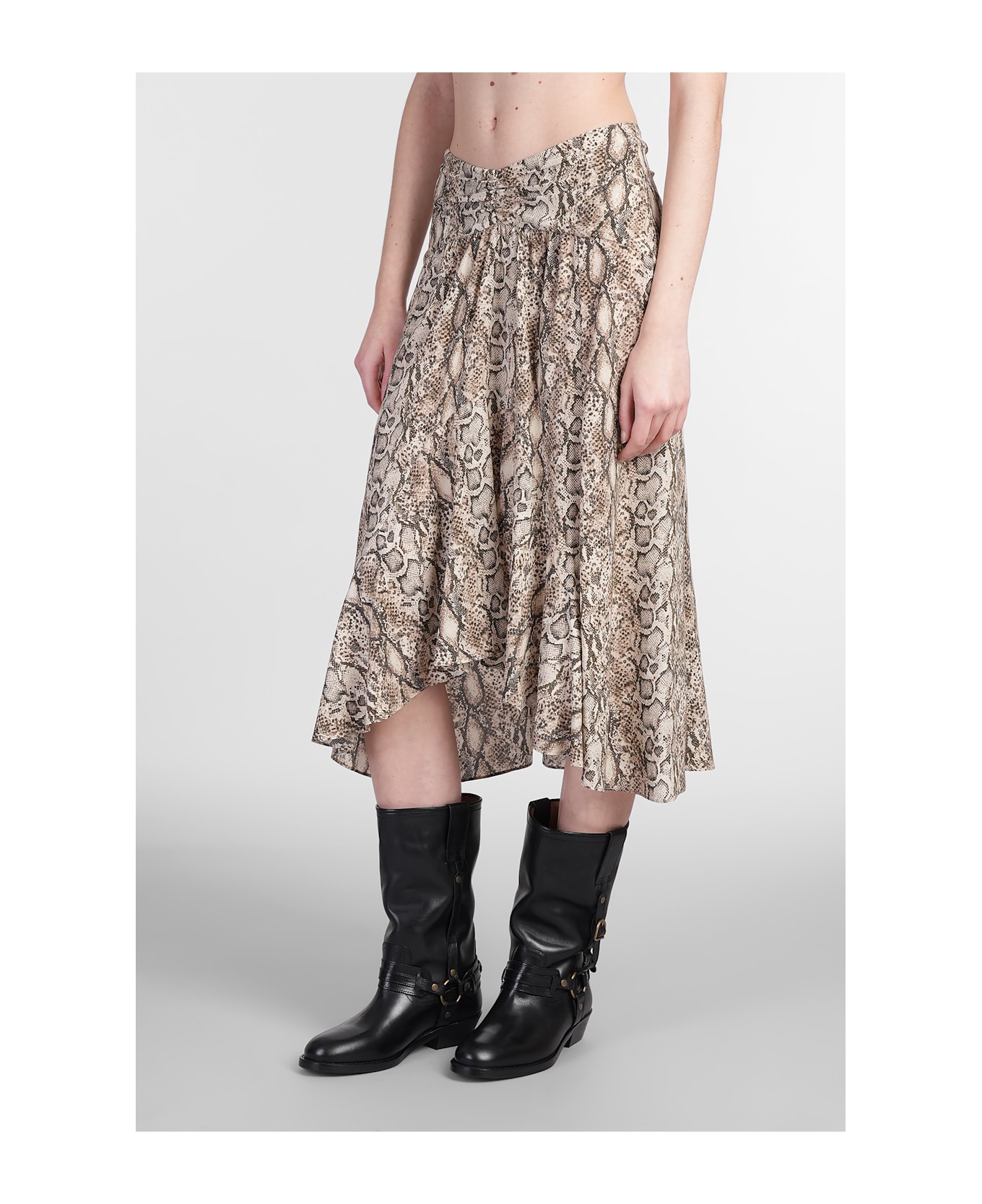 Isabel Marant Olena Skirt In Beige Silk - beige