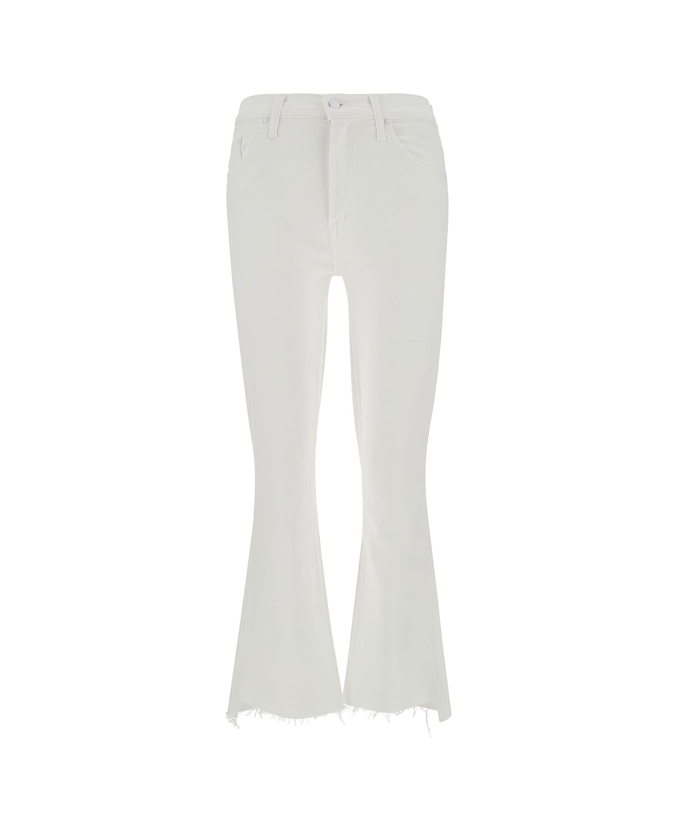 Mother White Cropped Jeans With Flared Bottom In Cotton Blend Denim Woman - White ボトムス
