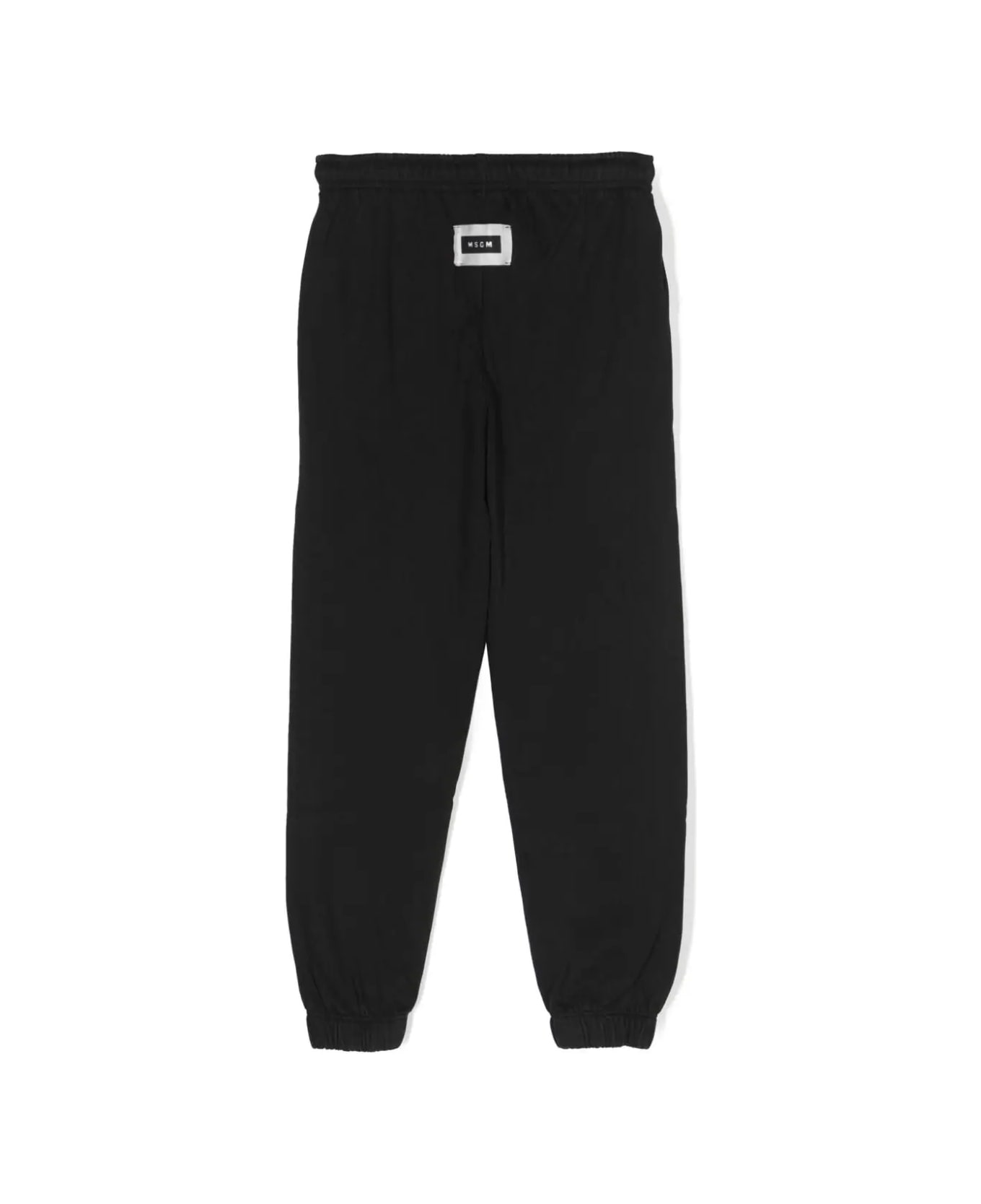 MSGM Black Joggers With Logo Patch On The Back - Nero