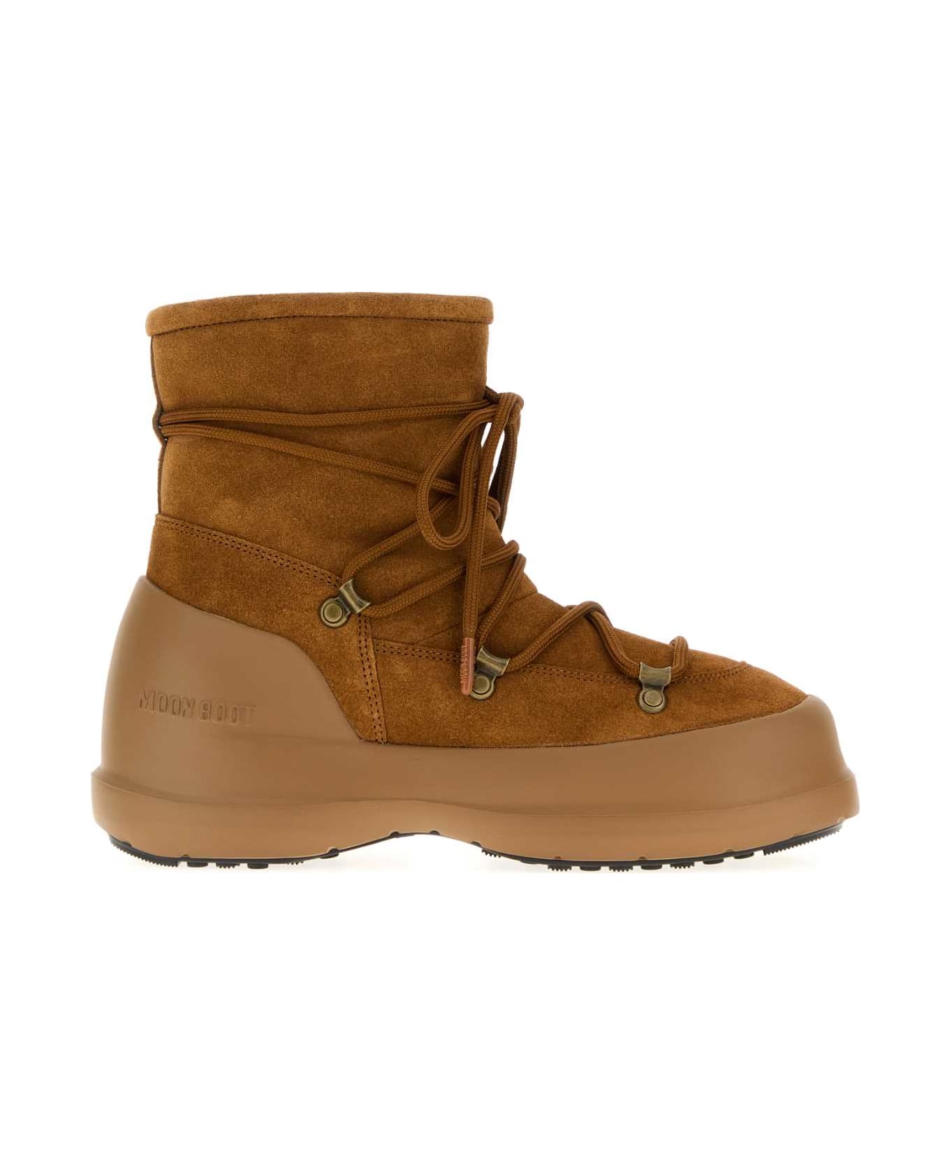Moon Boot Caramel Suede Luna Ankle Boots - COGNAC