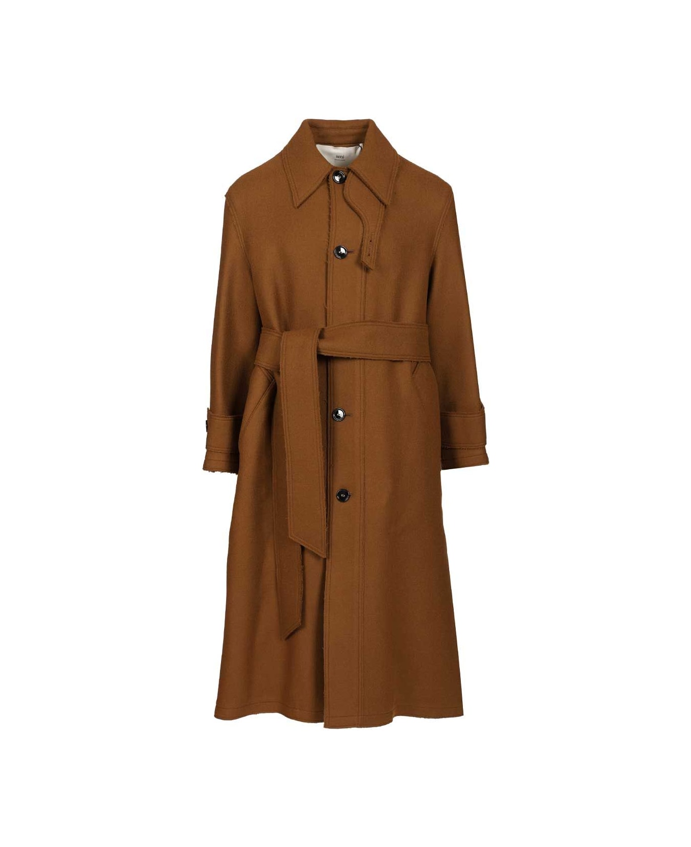 Ami Alexandre Mattiussi Belted Raincoat - BROWN