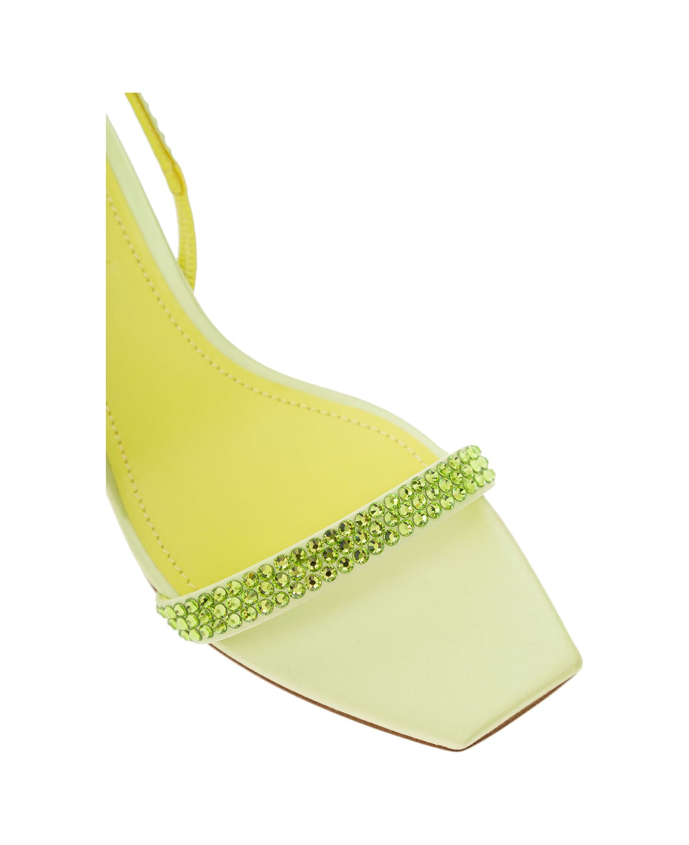 3JUIN 'eloise' Green Sandals With Rhinestone Embellishment And Spool Heel In Viscose Blend Woman - Yellow
