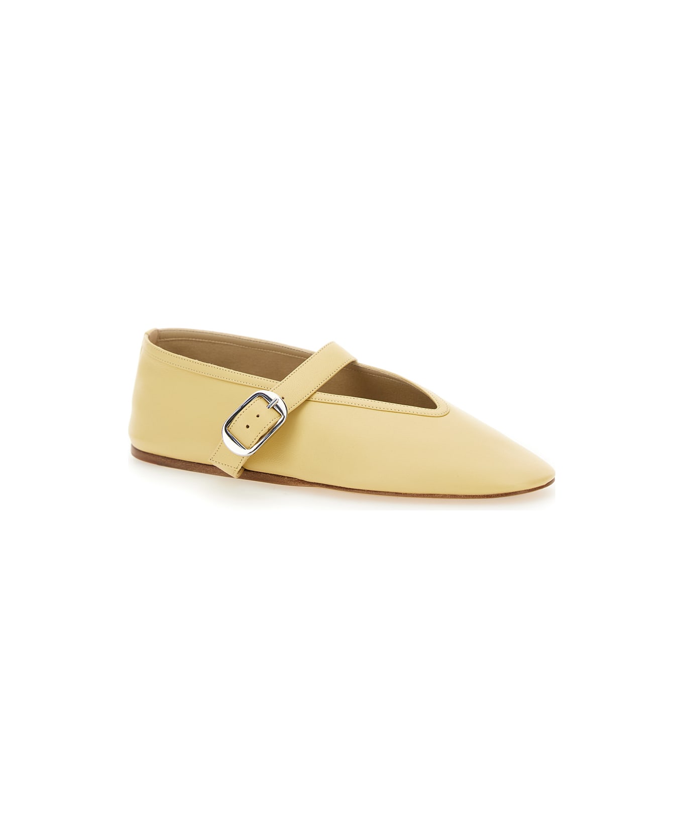 Le Monde Beryl 'stella' Beige Ballerinas With With Buckle Strap In Leather Woman - Beige