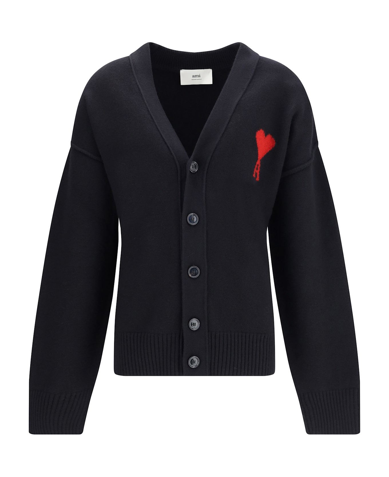 Ami Alexandre Mattiussi Ami De Coeur Cardigan - BLACK