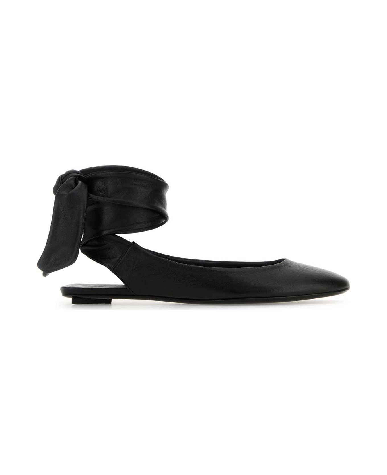 The Attico Black Leather Cloã¨ Slippers - Black