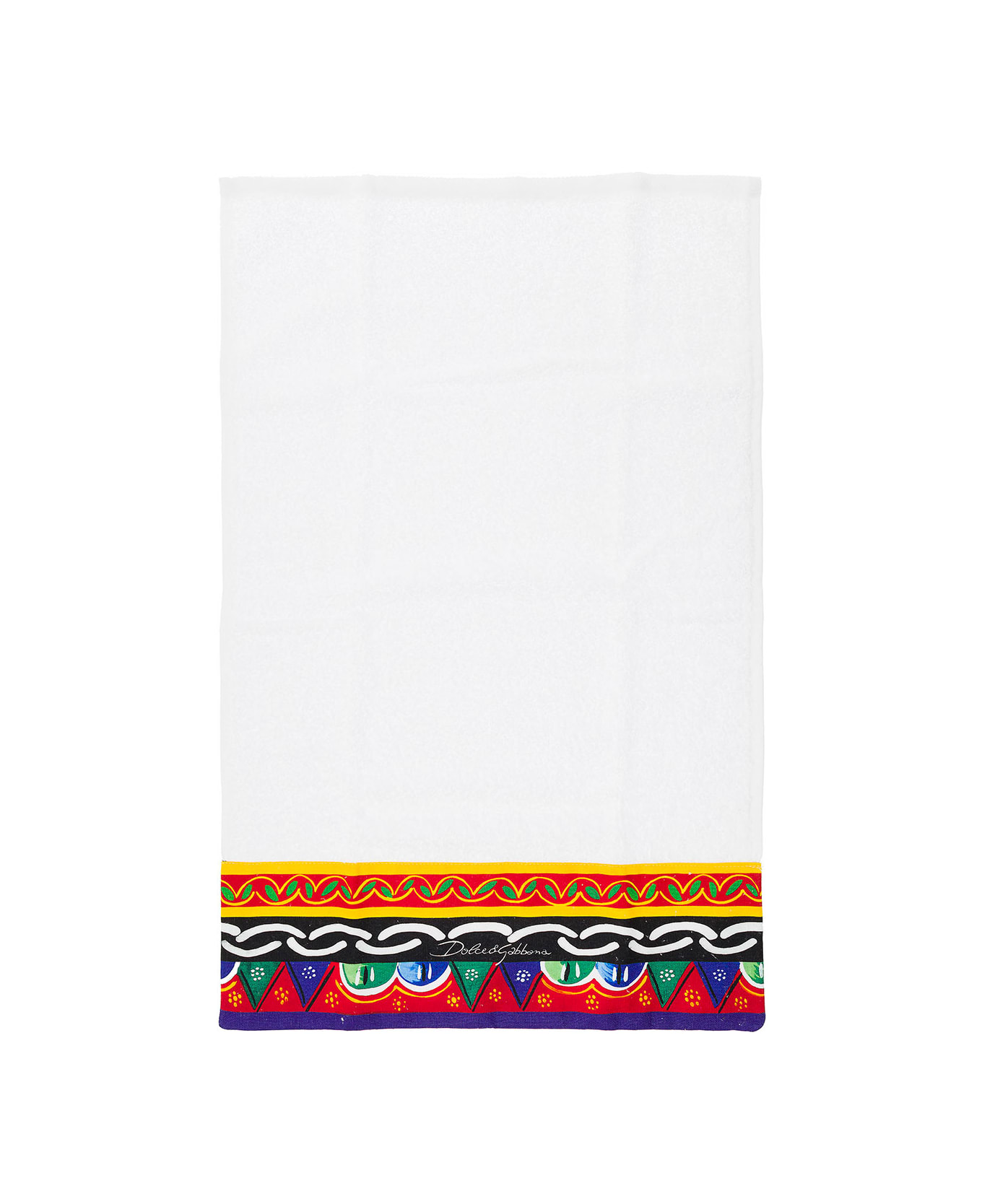 Dolce & Gabbana Set Of 5 Multicolor Towels With Carretto Siciliano Print In Cotton Dolce & Gabbana - White