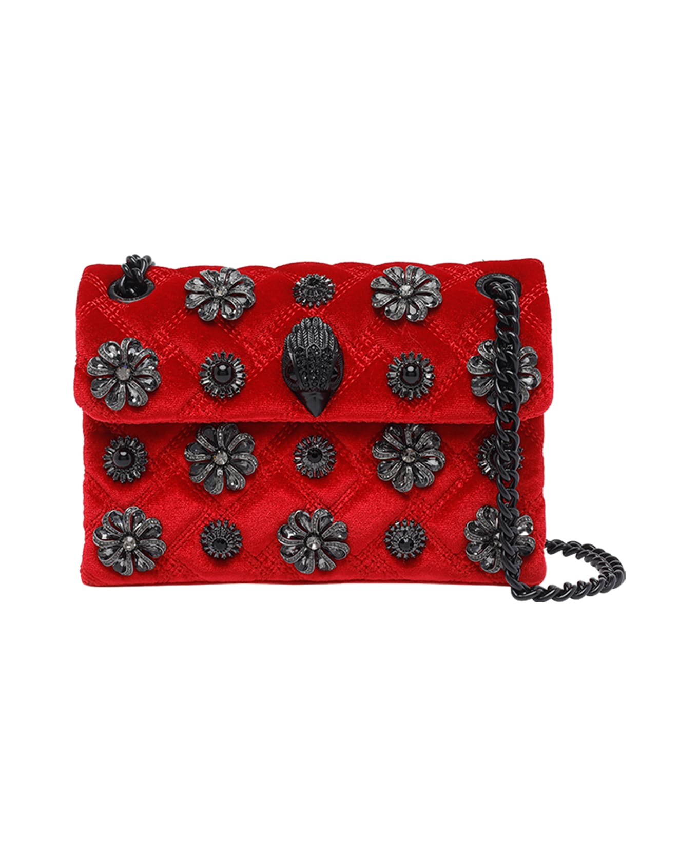 Kurt Geiger Mini Kensington Velvet Crossbody Bag - Red