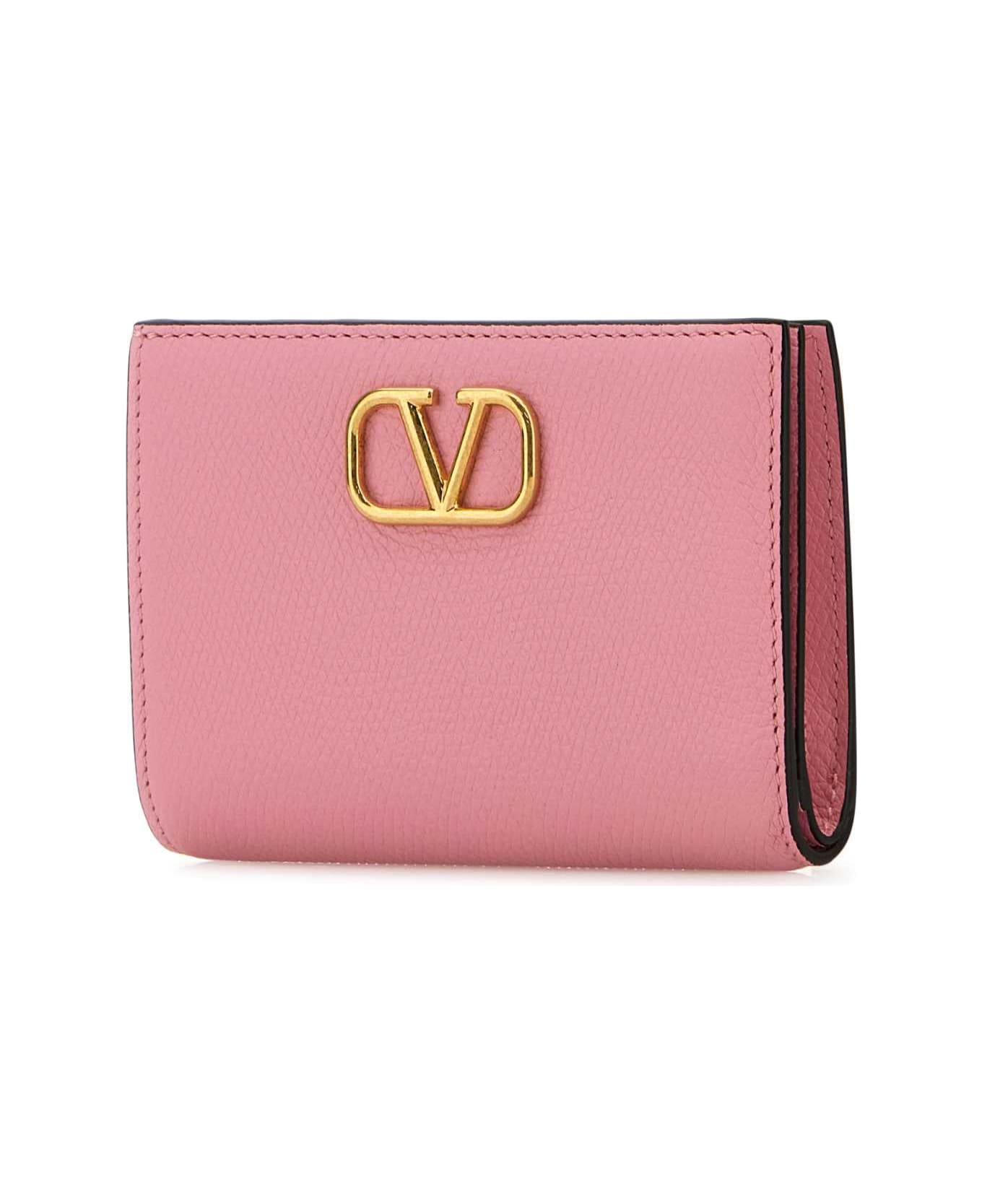 Valentino Garavani Pink Leather Vlogo Wallet - BUBBLE