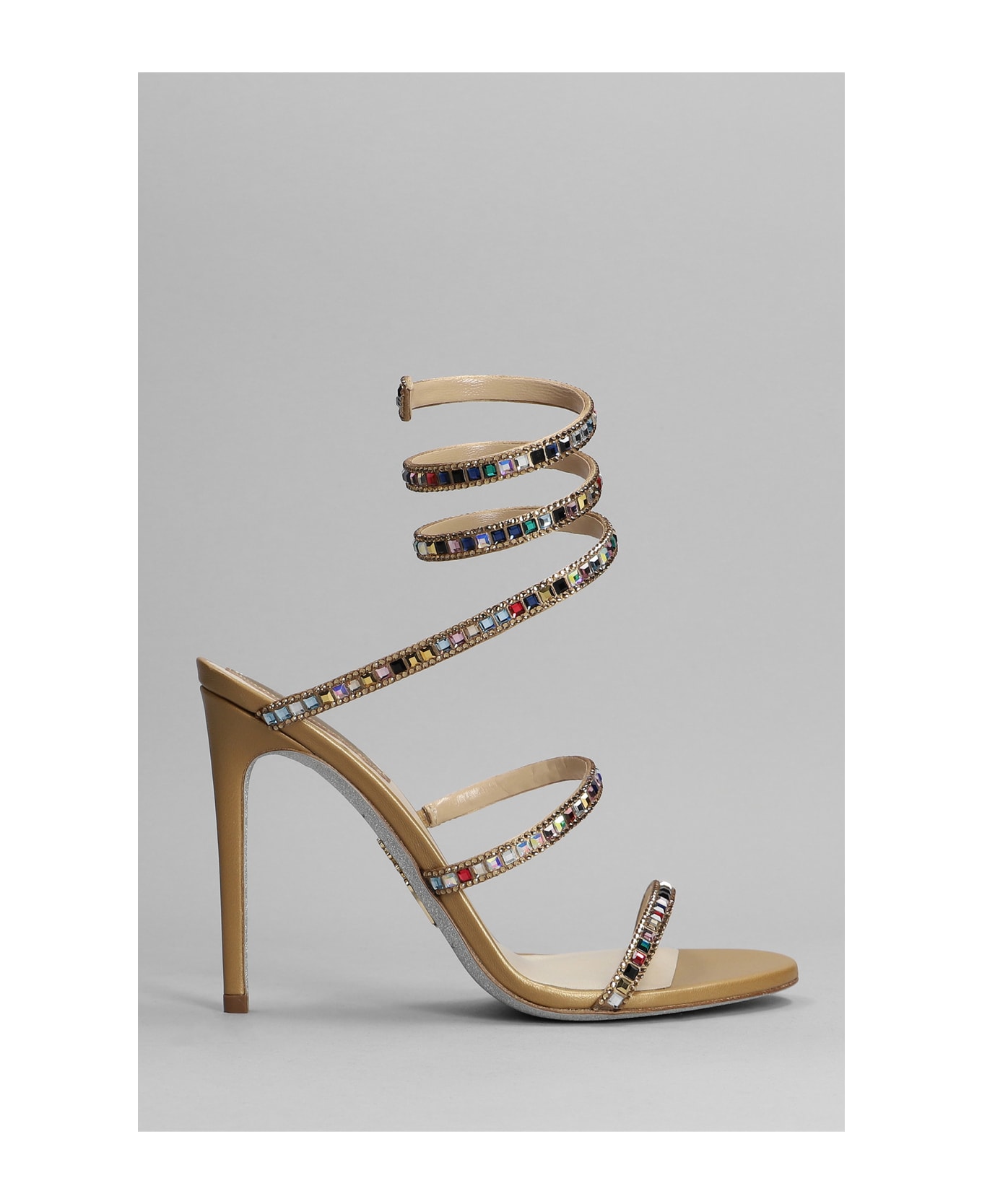 René Caovilla Cleo Sandals In Gold Leather | italist, ALWAYS LIKE A SALE
