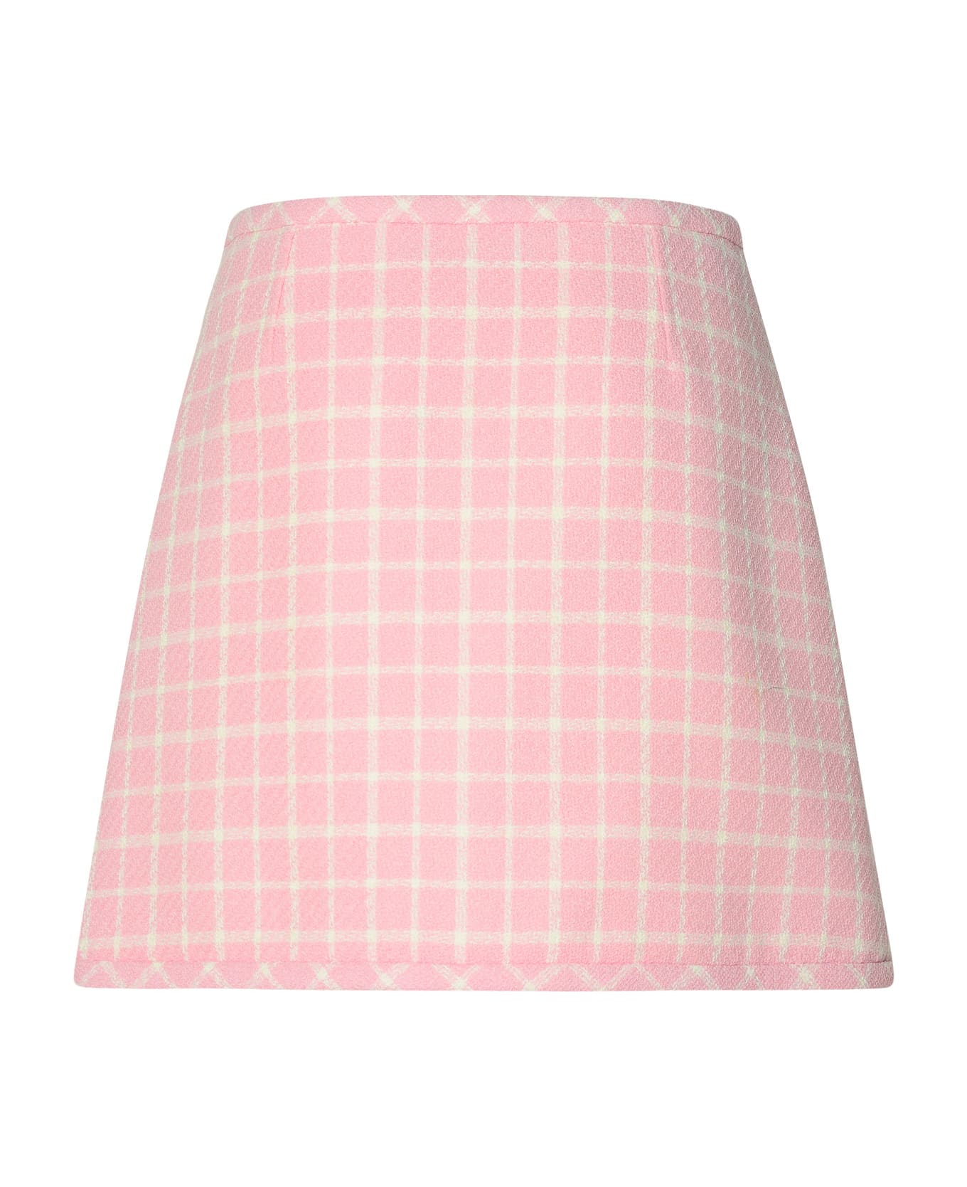 Versace Pink Virgin Wool Blend Miniskirt - Pastel pink + white
