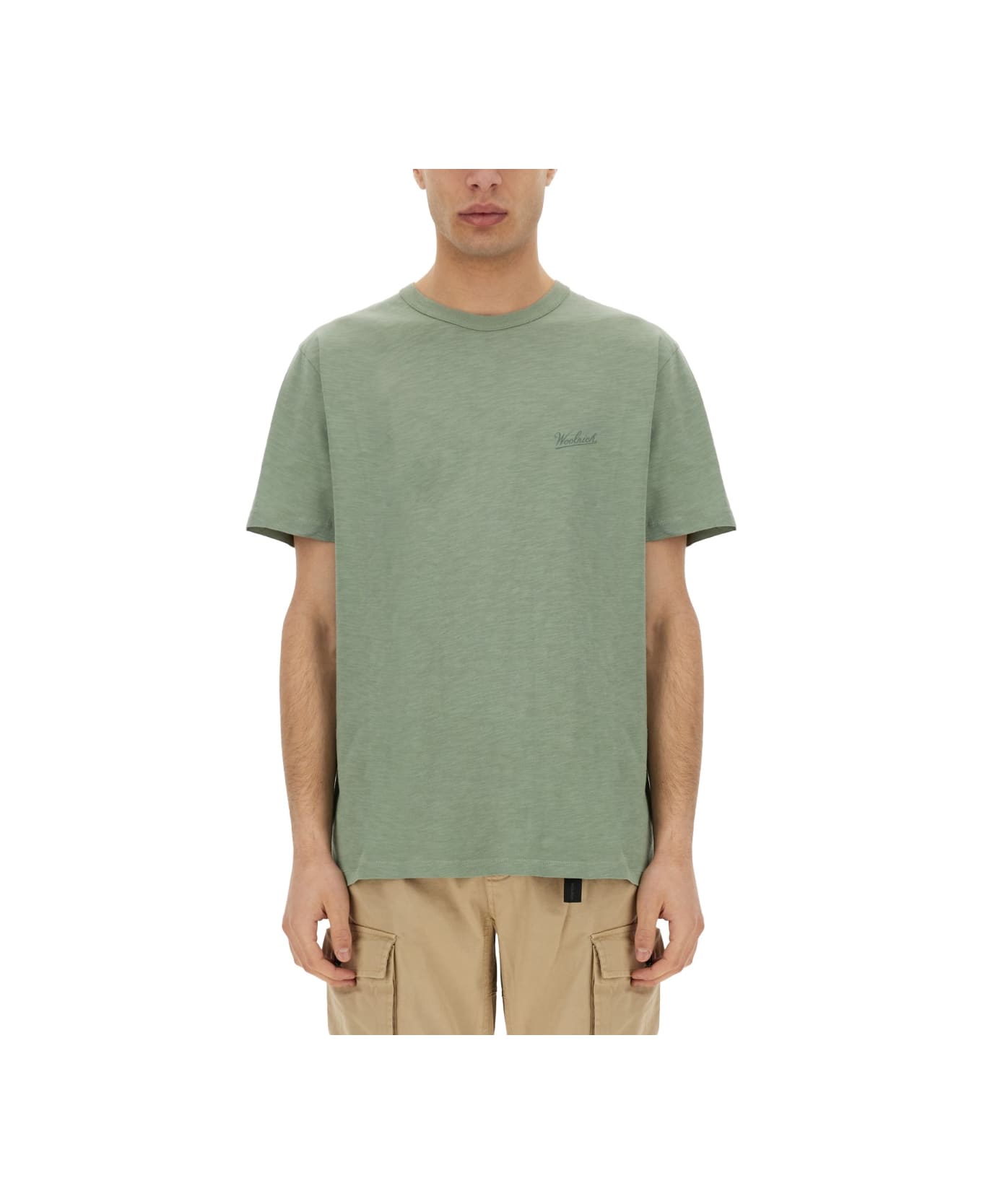 Woolrich Flamed Cotton T-shirt - GREEN