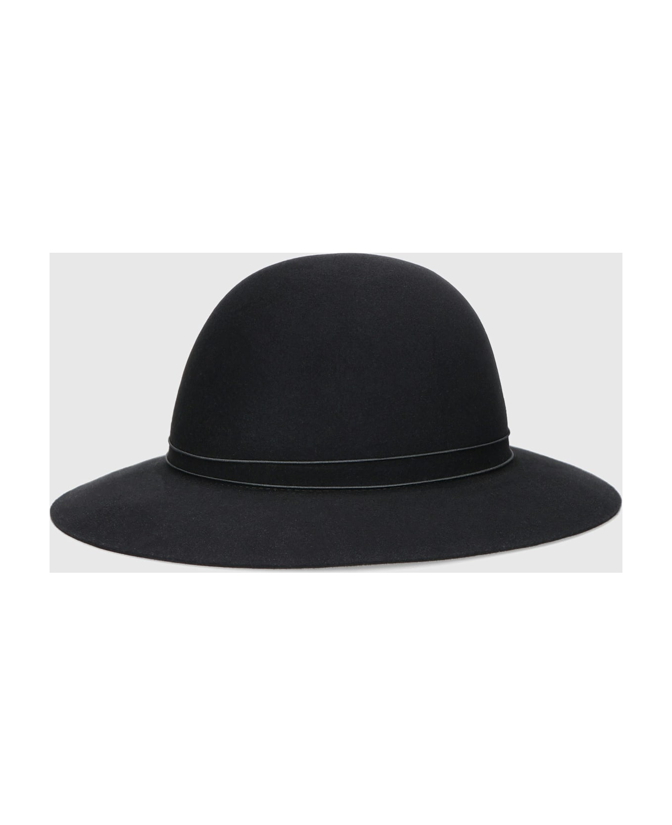 Borsalino Emi Alessandria Brushed Felt With Pearls Elastic Hatband Rollable - BLACK, TONE ON TONE HATBAND