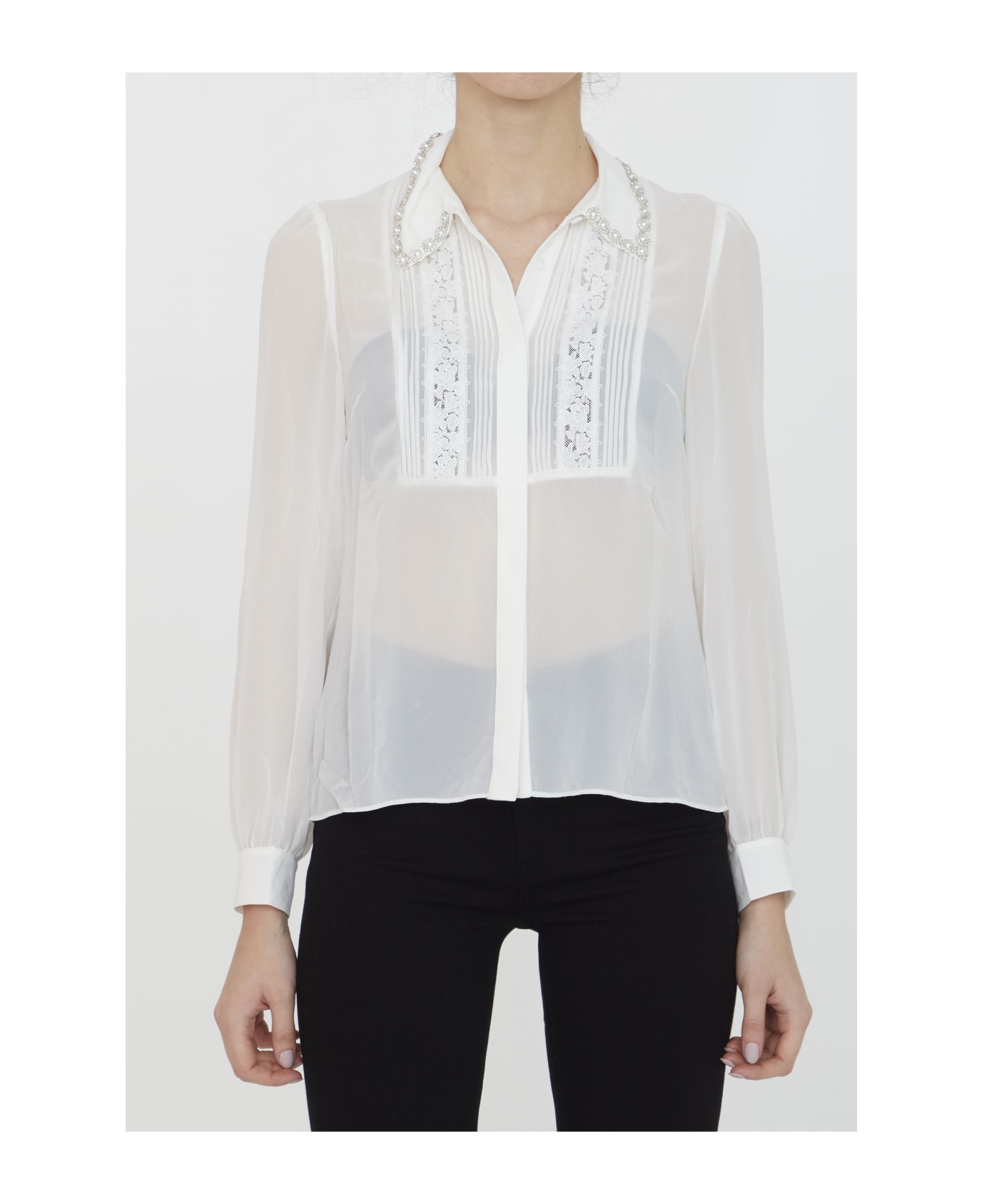 Self-Portrait White Polyester Shirt