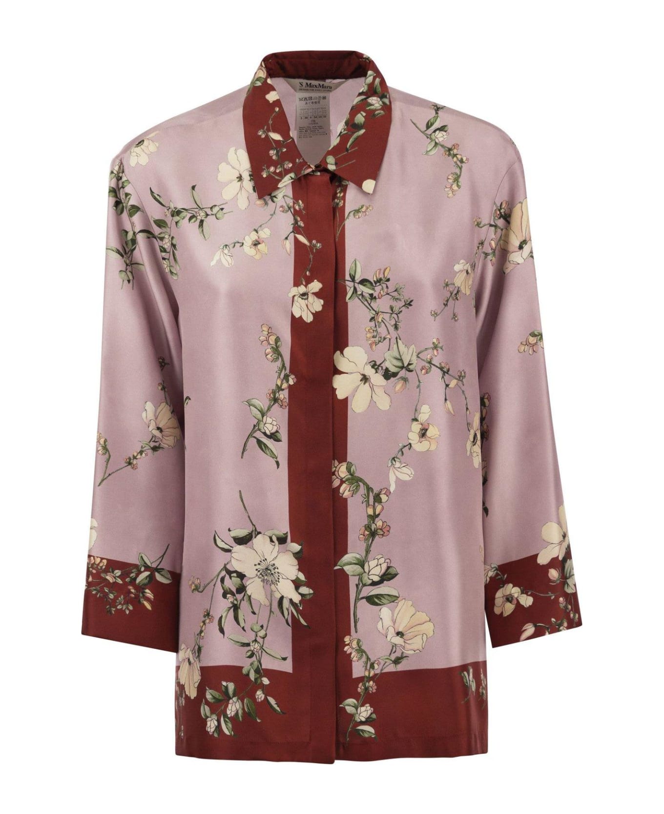 'S Max Mara Floral Printed Long-sleeved Shirt - Rosa/rosso シャツ
