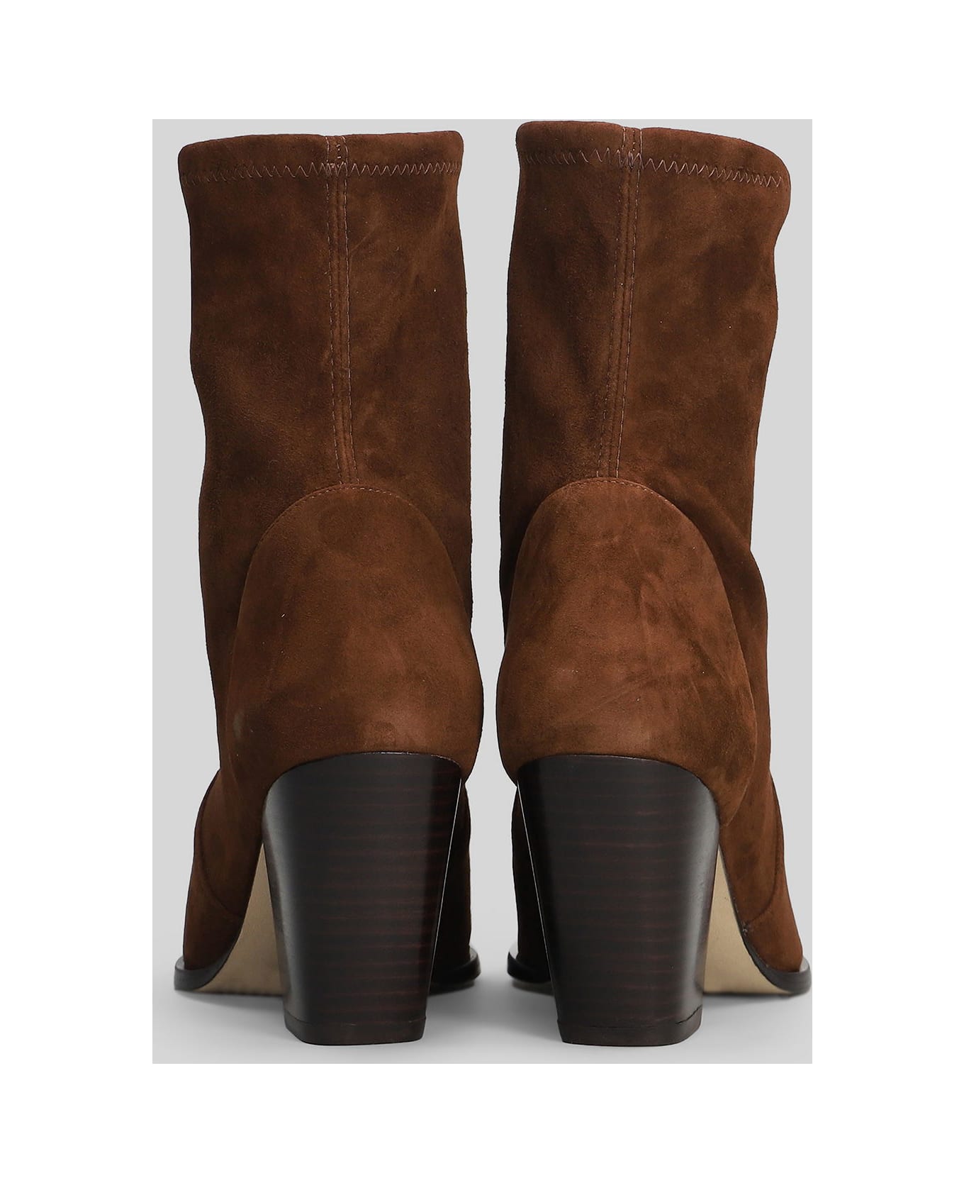 Stuart Weitzman Jolene Bootie High Heels Ankle Boots In Brown Suede - brown