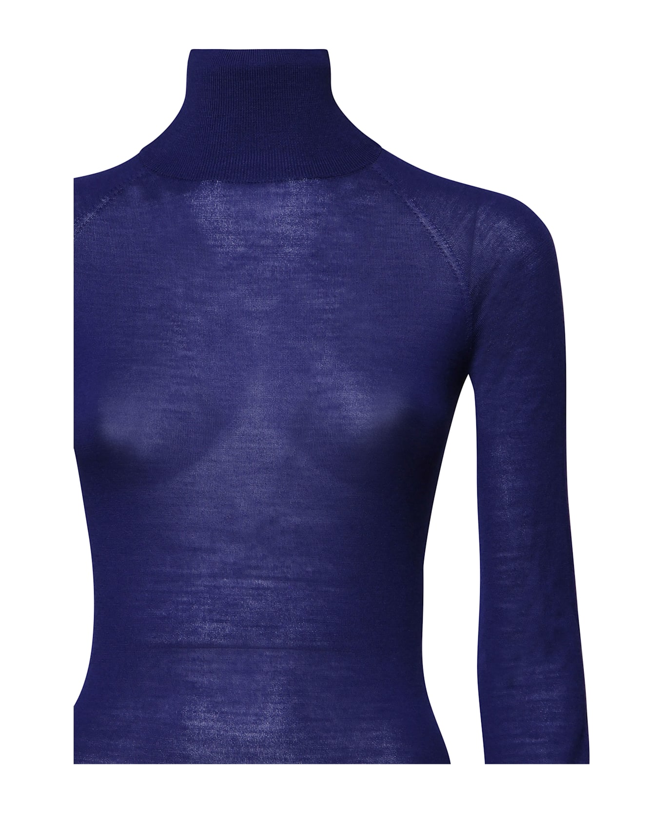 Alaia Sheer Bodysuit In Very Thin Merino Wool - Blue