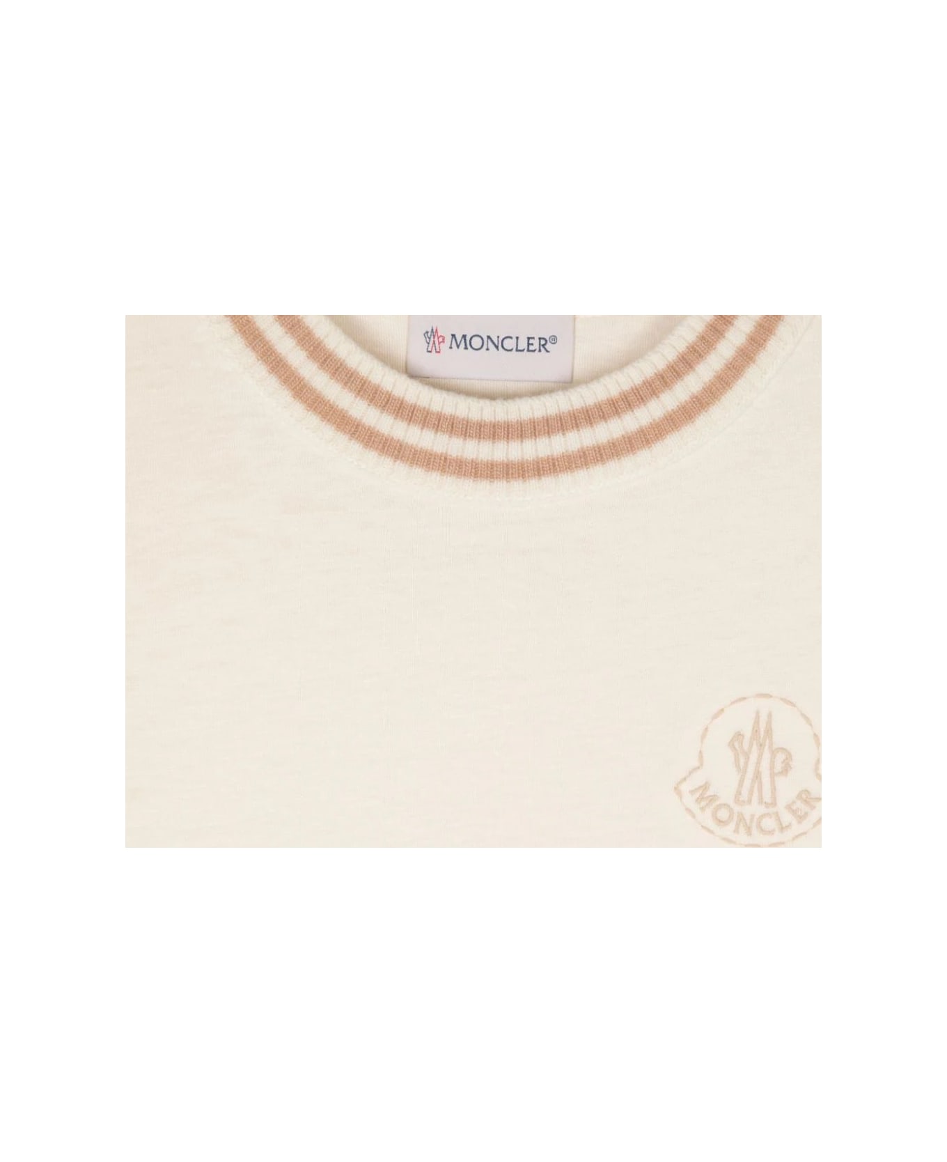 Moncler White T-shirt With Embroidered Logo - White