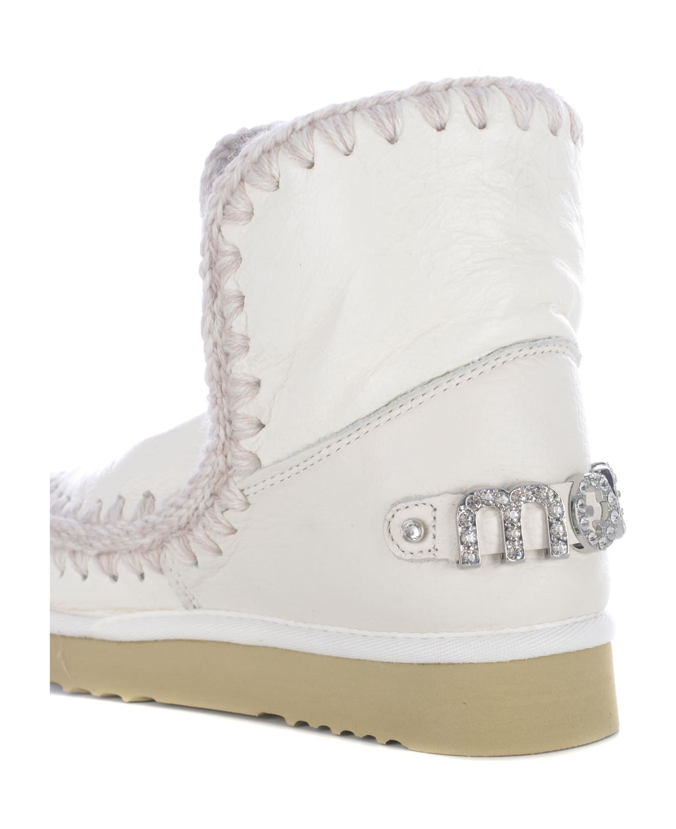 Mou Stivali Mou "eskimo18 Rhinestones" Made Of Leather - White