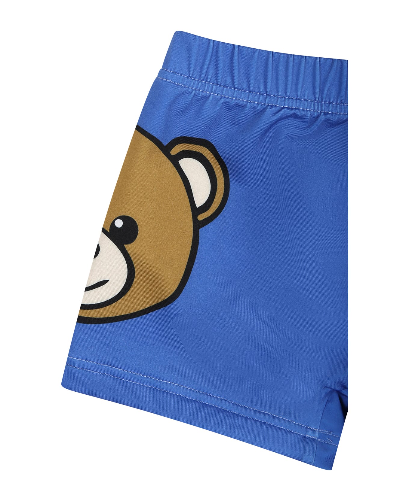 Moschino Light Blue Swim Shorts For Baby Boy With Teddy Bear And Logo - Light Blue