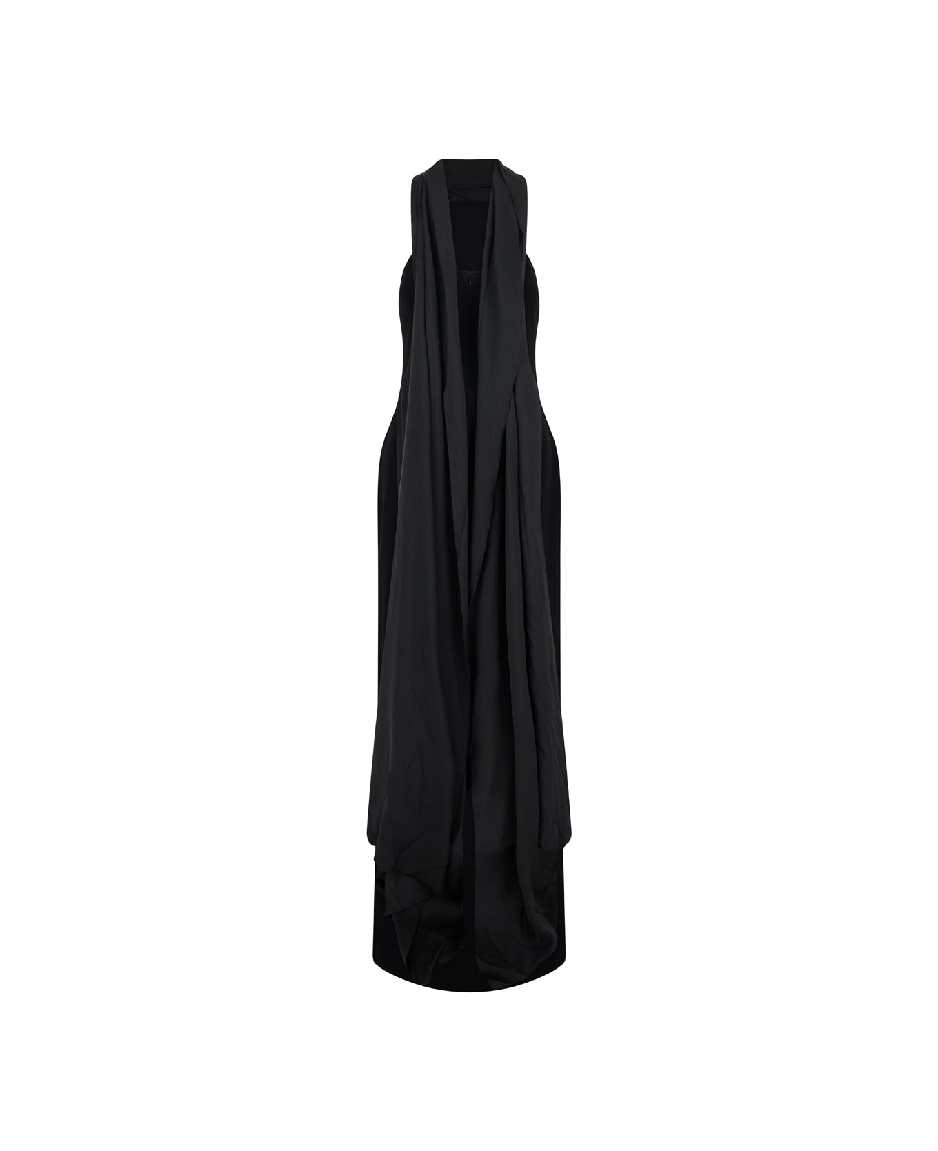 Solace London 'ophelia' Black Sleeveless Maxi Dress With Halterneck In Tech Fabric Woman - Black