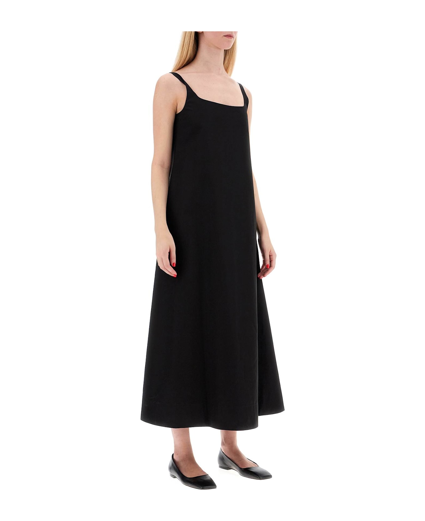 WARDROBE.NYC Flared Poplin Dress With - BLACK (Black)