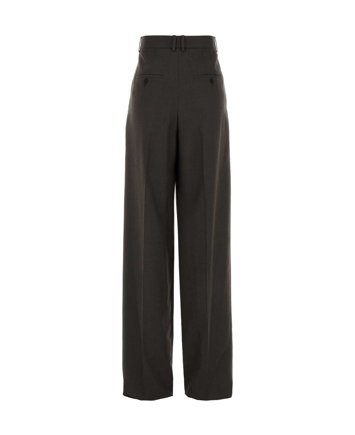 Saint Laurent Dark Brown Wool Pant - CAFE