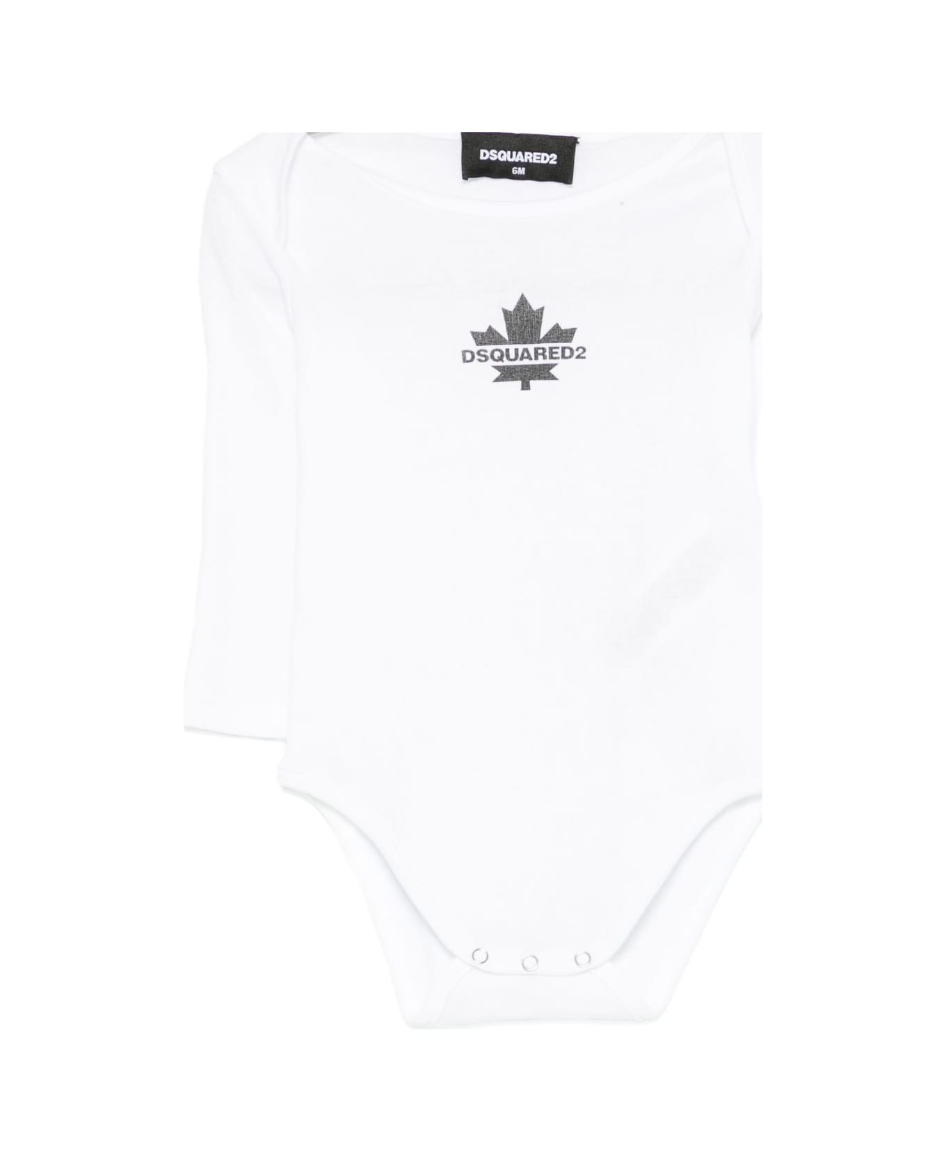 Dsquared2 Kids Long-sleeved Cotton Bodysuit - White