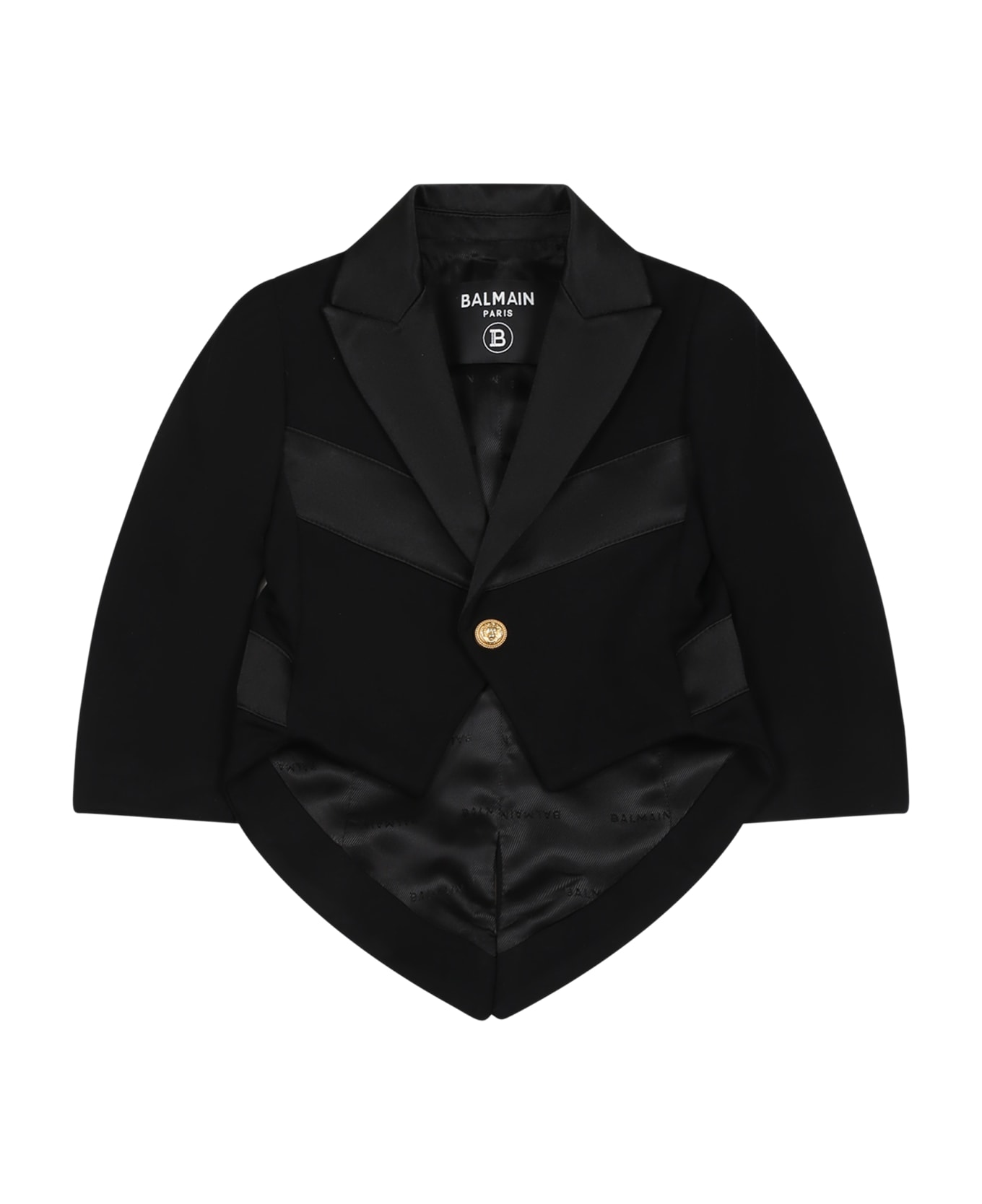 Balmain Black Jacket For Baby Boy - Black