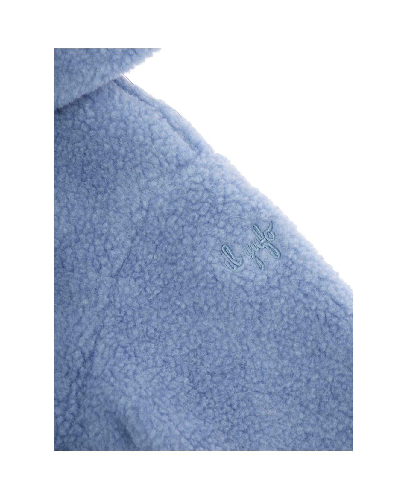 Il Gufo Blue Jacket With Fixed Hood And Logo Lettering Embroidery On The Sleeve In Tech Fabric Baby - Blu