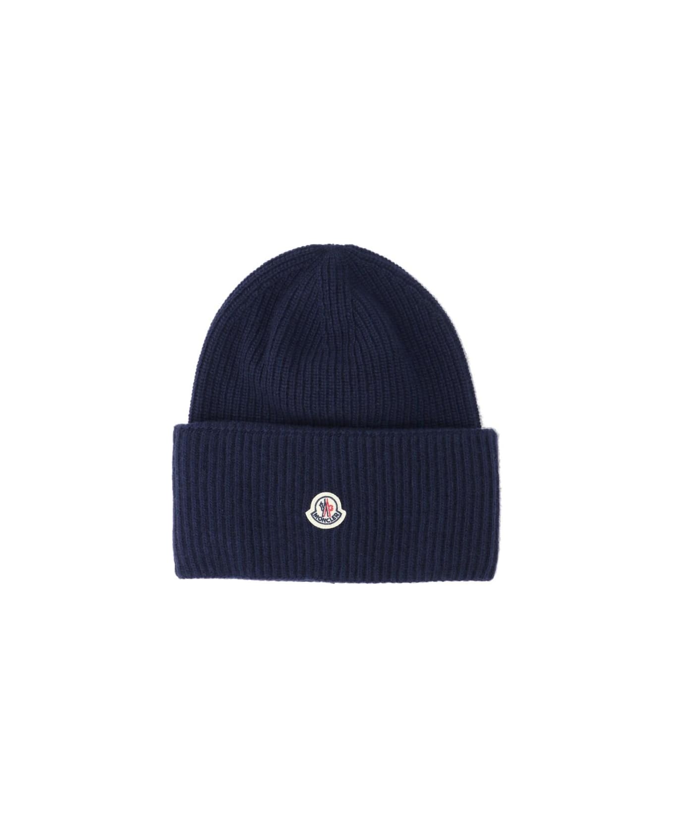 Moncler Logo Beanie - Blue