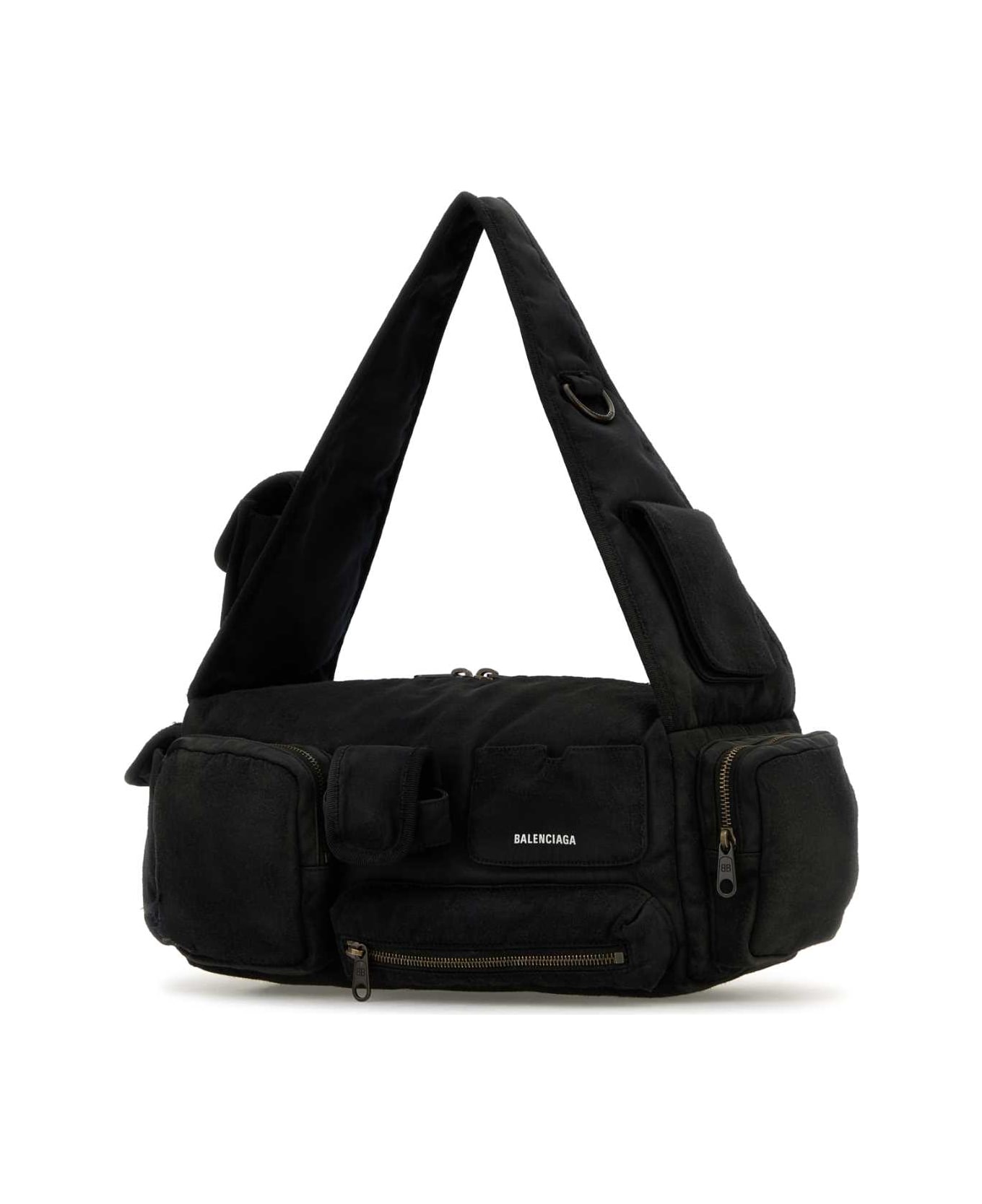 Balenciaga Black Nylon Superbusy S Shoulder Bag - Black