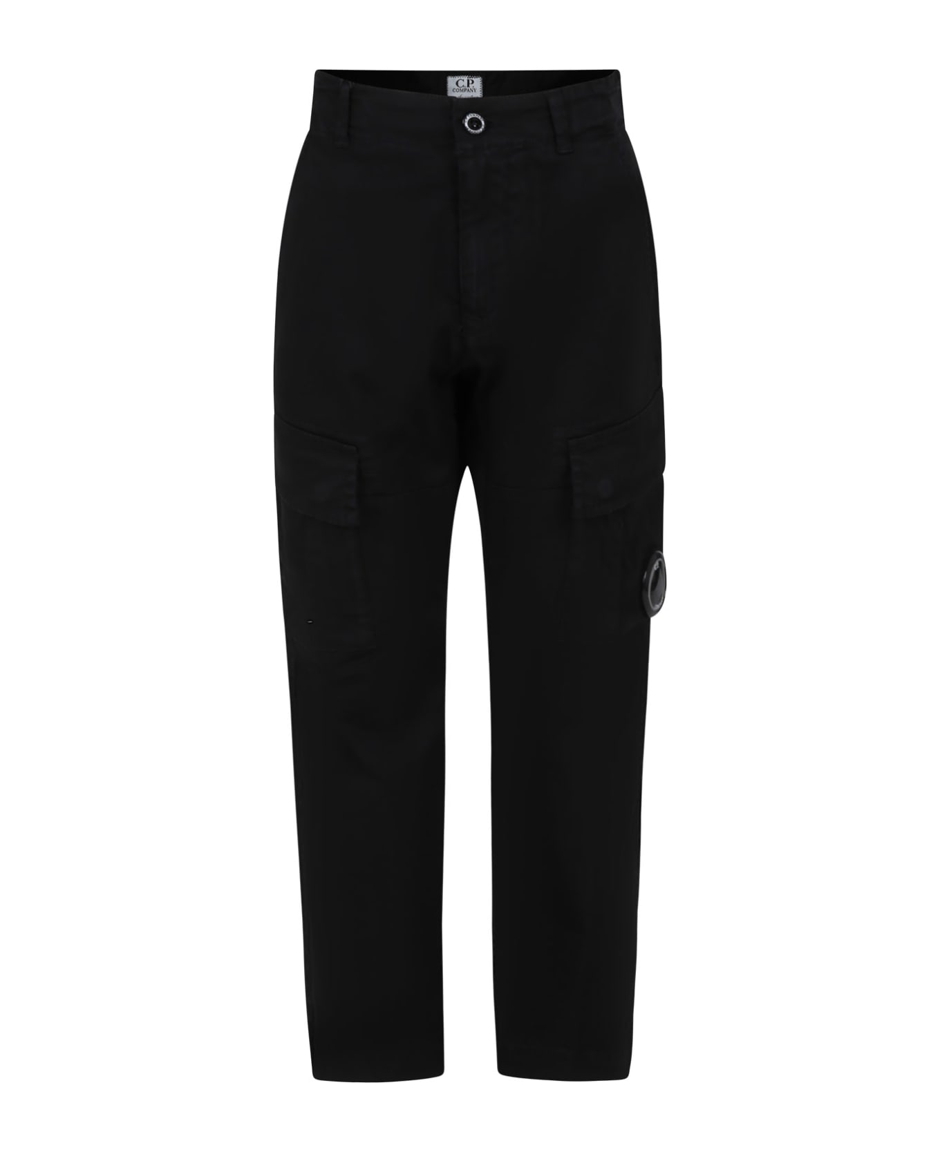 C.P. Company Undersixteen Black Trousers For Boy With C.p. Company Lens. - Black