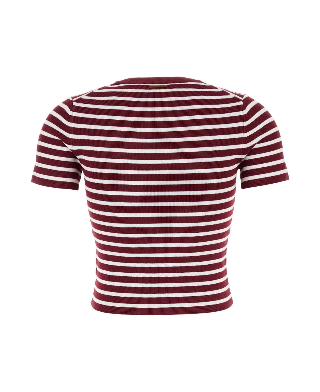 Michael Kors Embroidered Stretch Viscose Blend T-shirt - DEEPMULBERRY