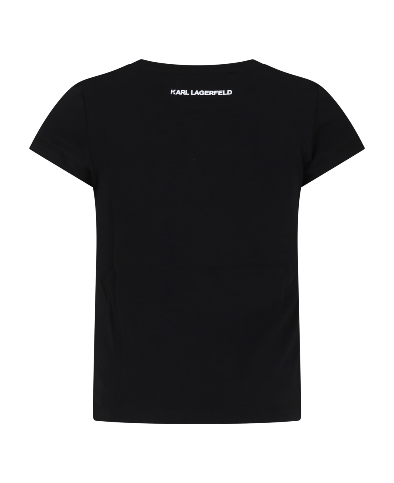 Karl Lagerfeld Kids Black T-shirt For Girl With Logo - Black Tシャツ＆ポロシャツ