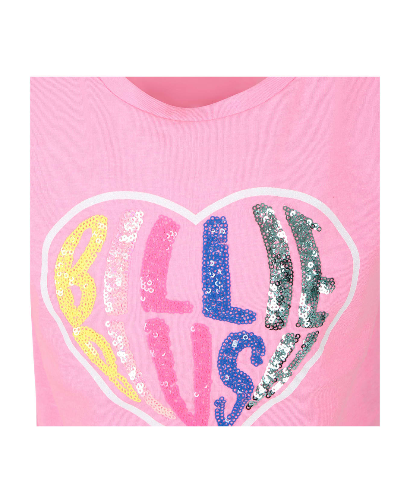 Billieblush Fuchsia T-shirt For Girl With Logo And Heart - Fuchsia