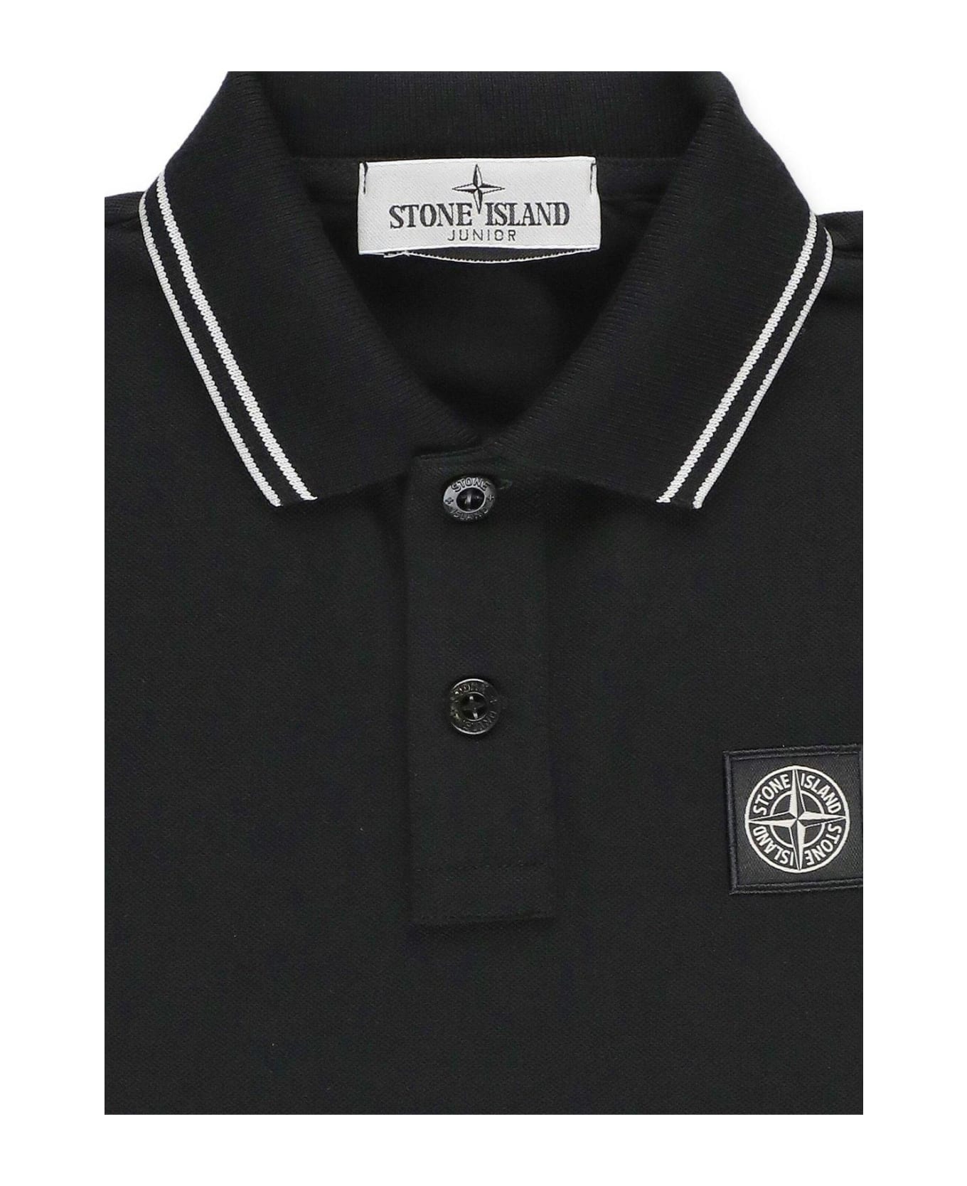 Stone Island Junior Compass Patch Short-sleeved Polo Shirt - Nero シャツ