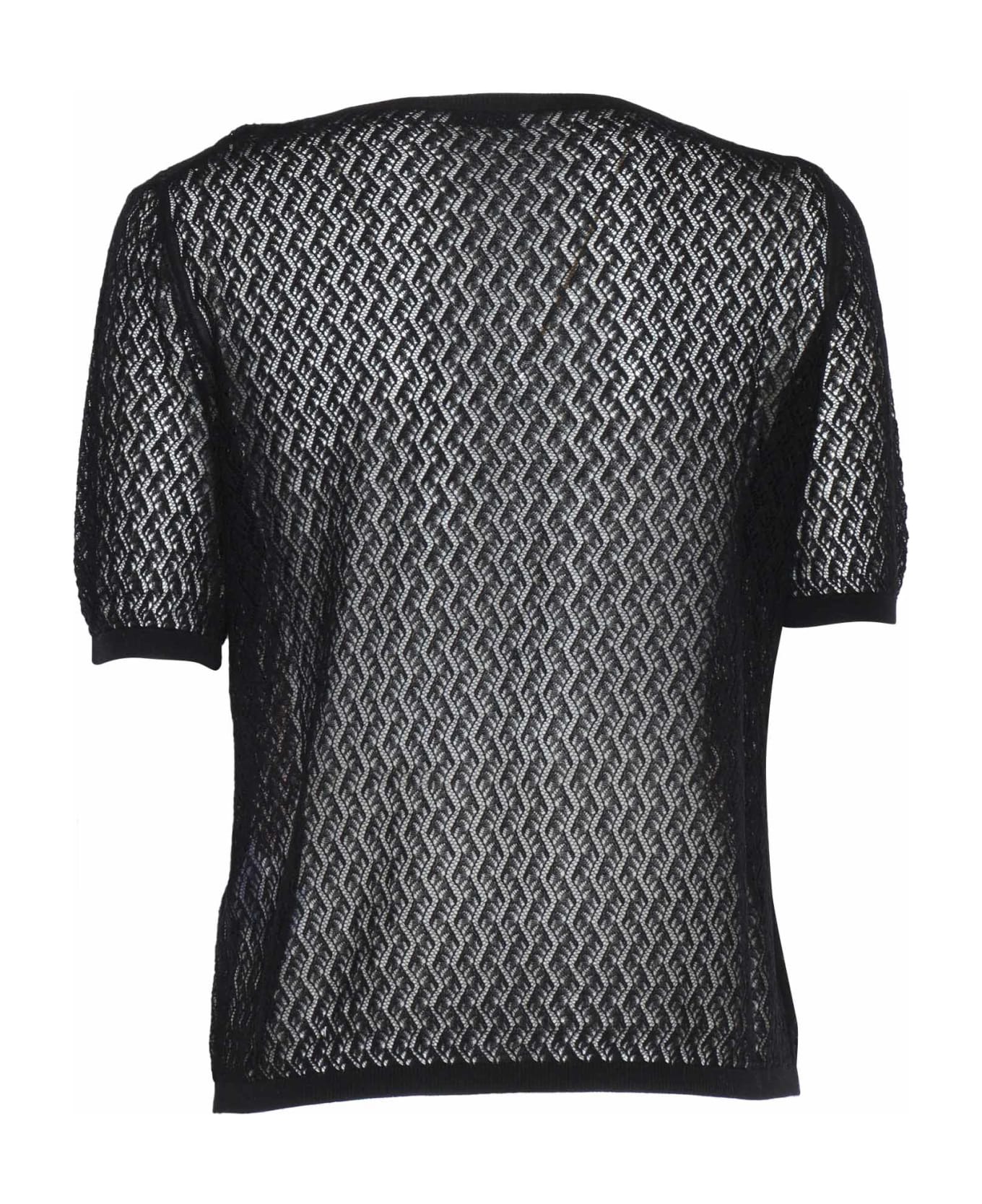 Ballantyne Black Perforated Sweater - BLACK