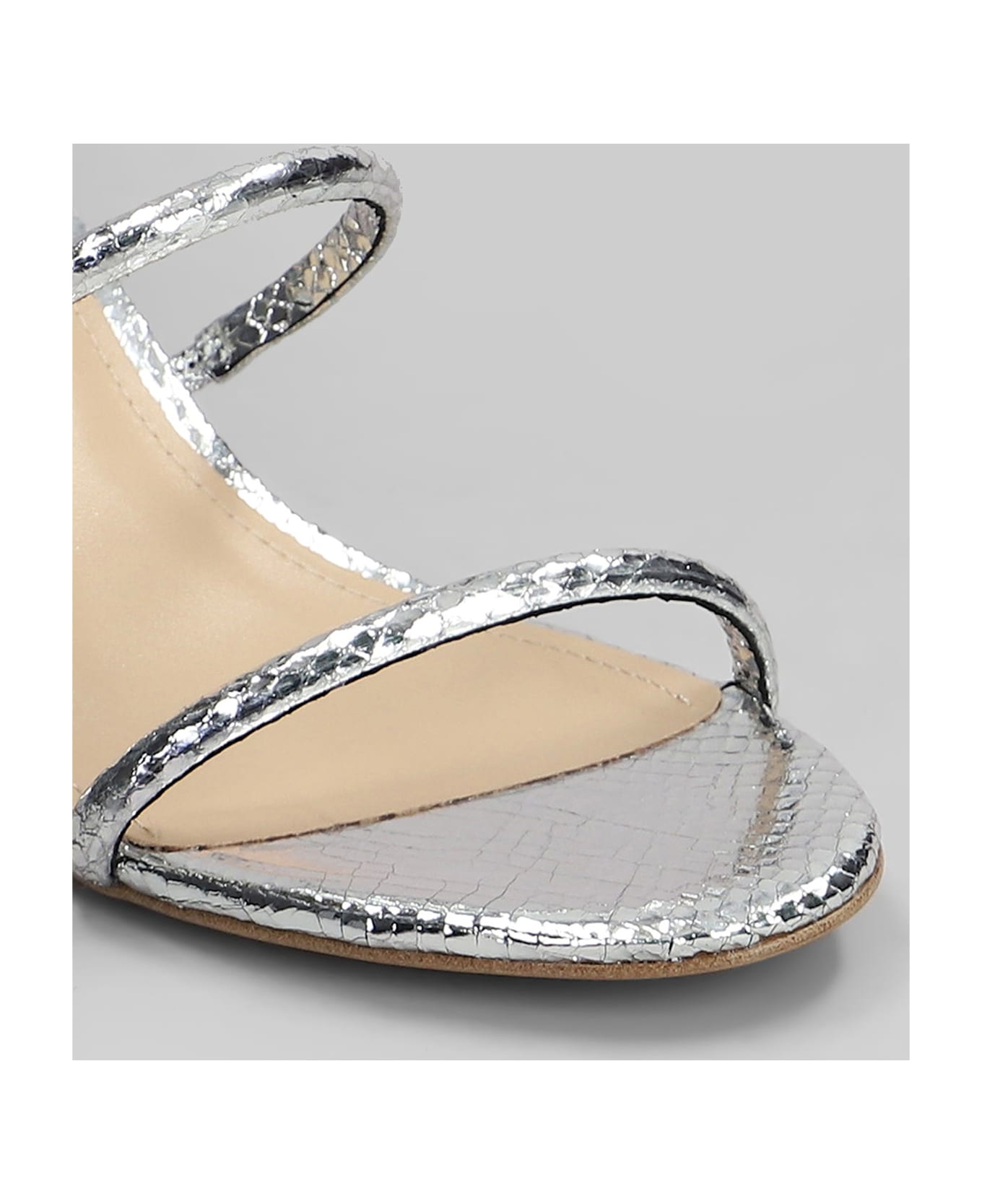 Lola Cruz Greta 65 Sandals In Silver Leather - silver