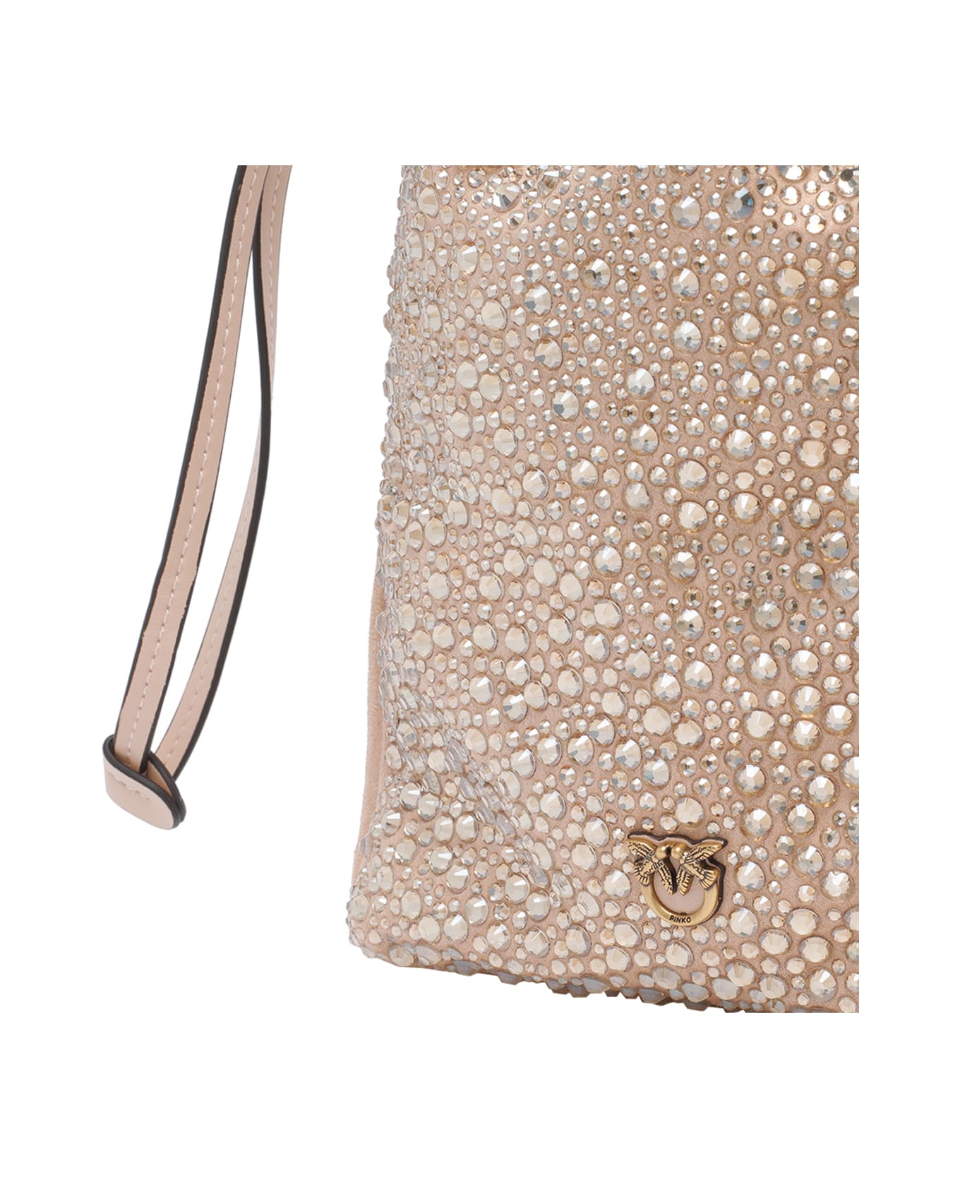 Pinko Slouchy Fully Rhinestoned Shoulder Pouch - White