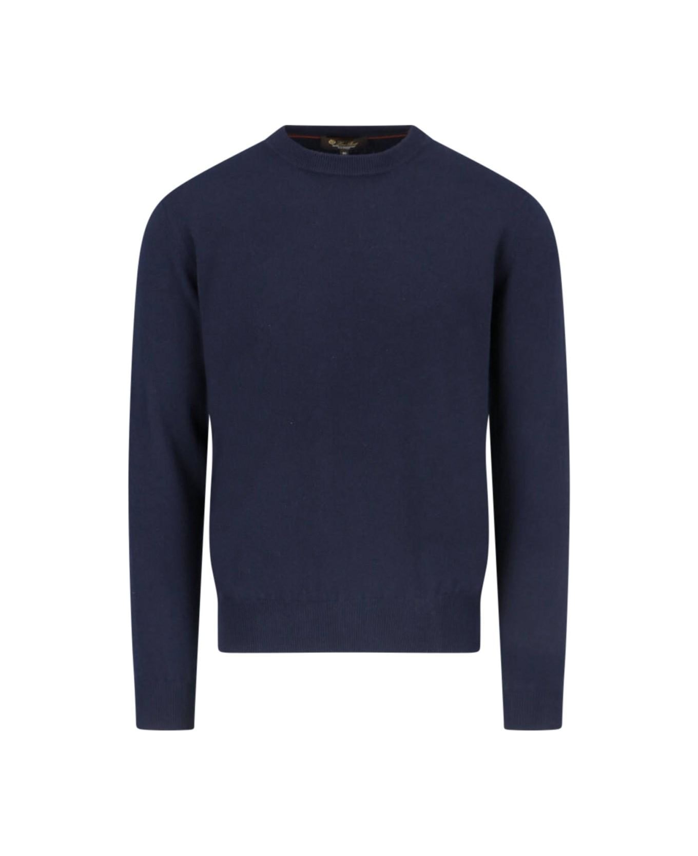 Loro Piana Cashmere Crew Neck Sweater - Blue navy