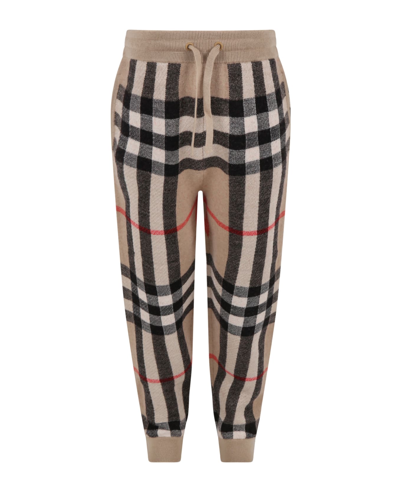 Burberry Biege Trouser For Kids With Check - Beige