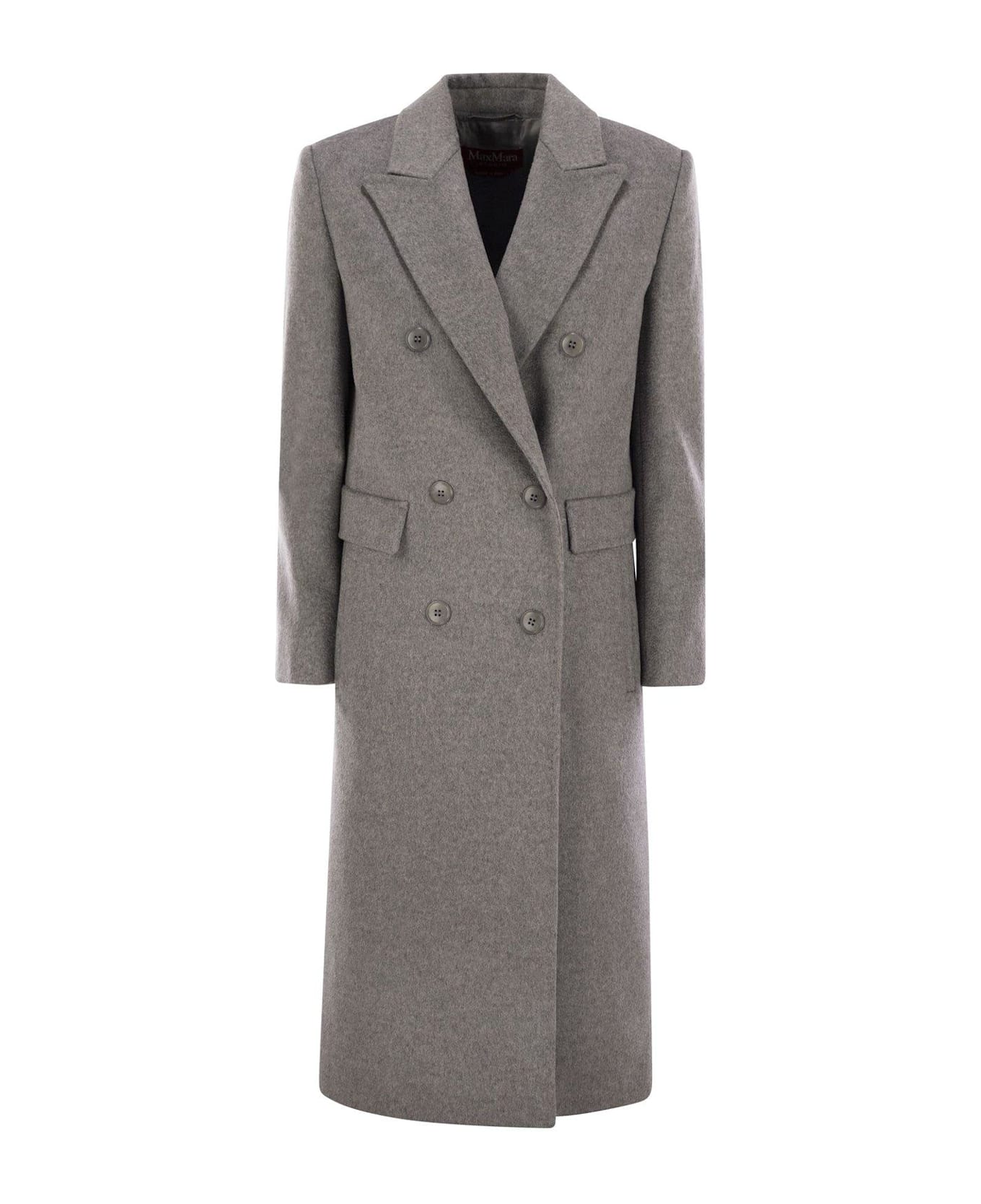 Max Mara Studio Double-breasted Long-sleeved Coat - Grey