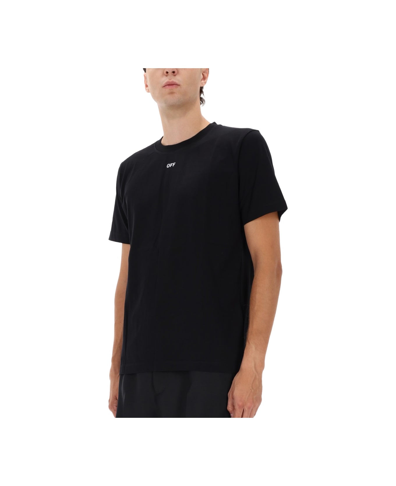 Off-White T-shirt With Logo - BLACK